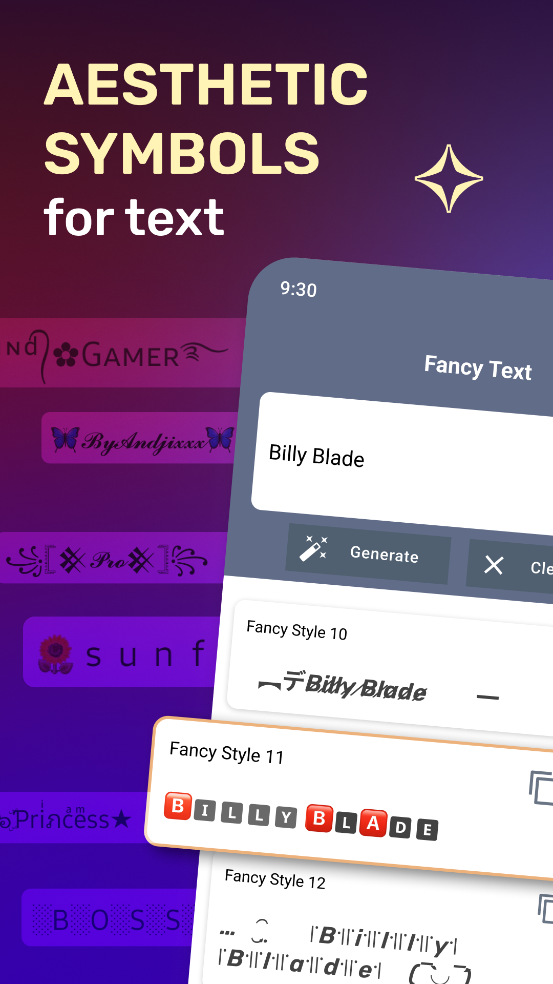 اسکرین شات 1 برنامه Aesthetic Symbols - Fancy Text