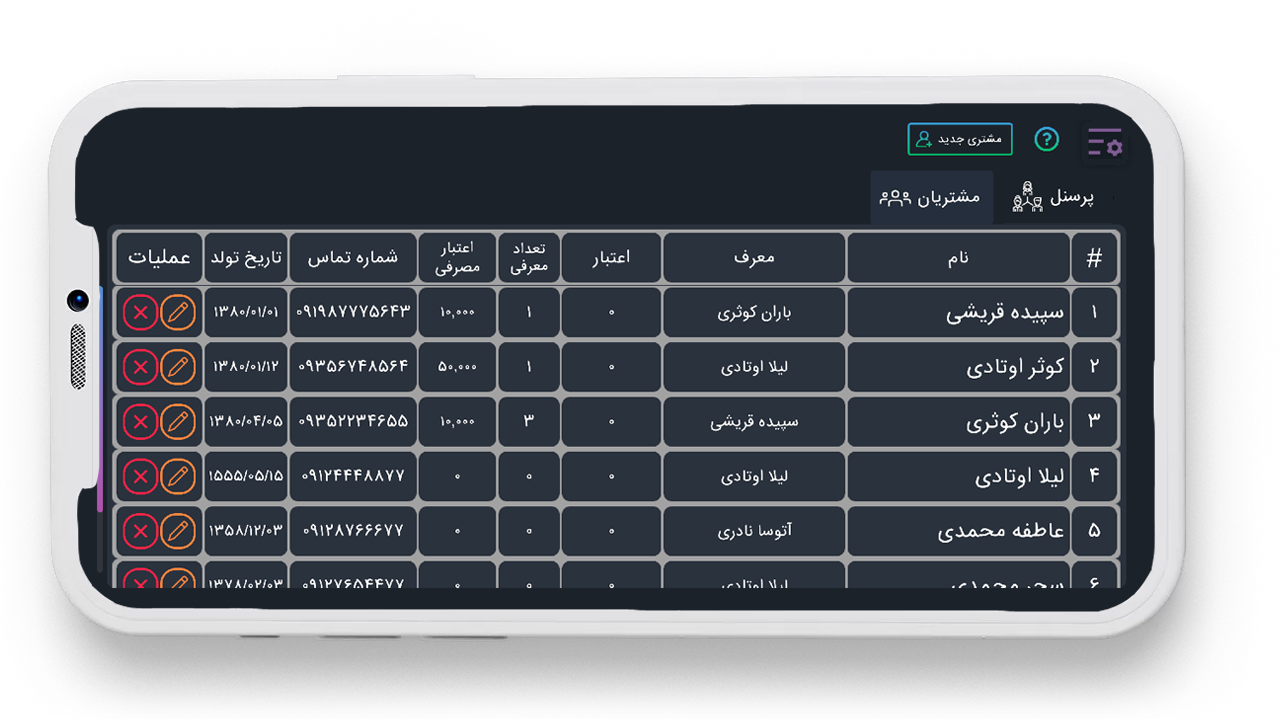 اسکرین شات 4 برنامه مدیریت پرسنل و مشتریان