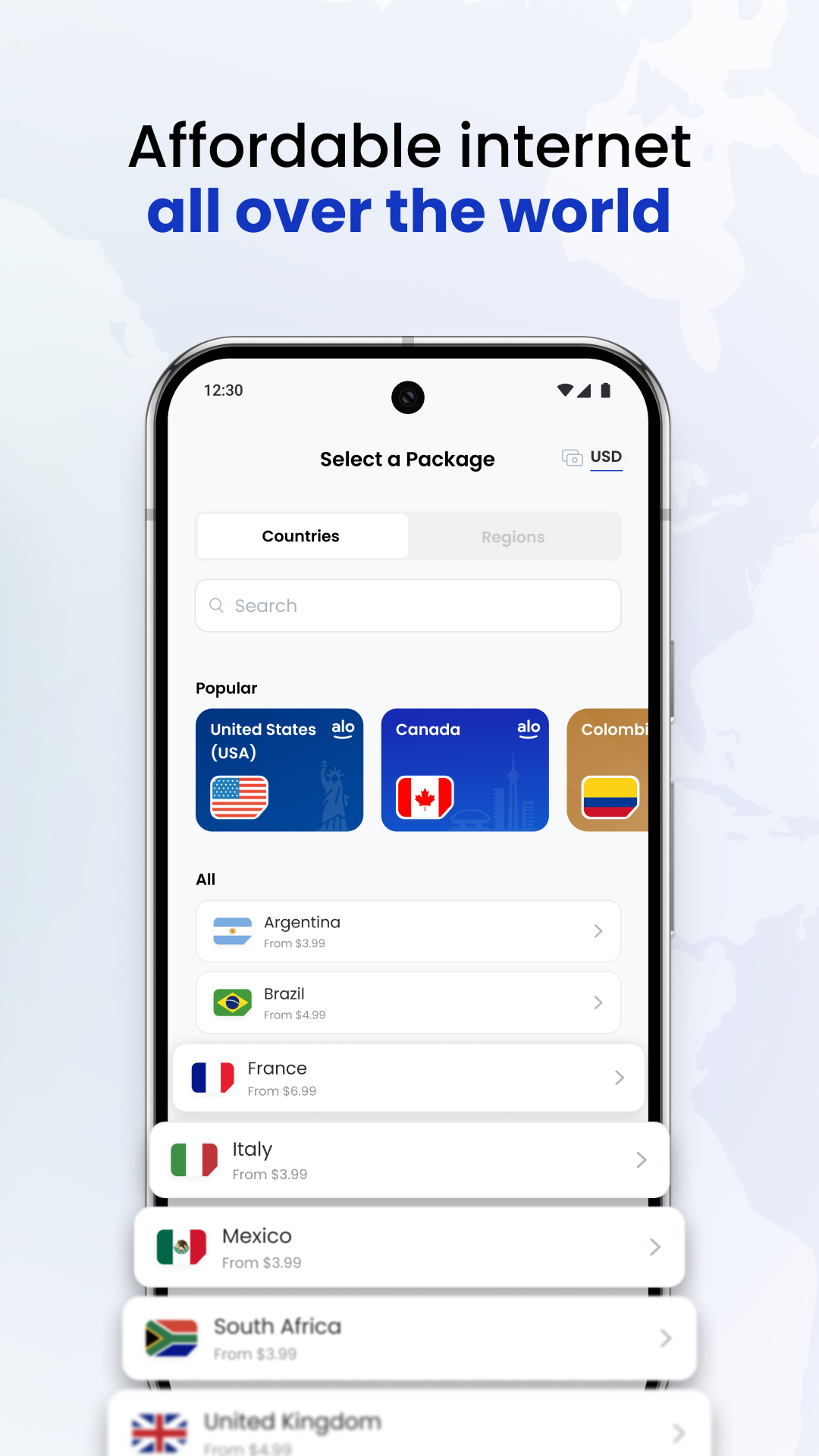 اسکرین شات 3 برنامه aloSIM - eSIM Travel Sim Card