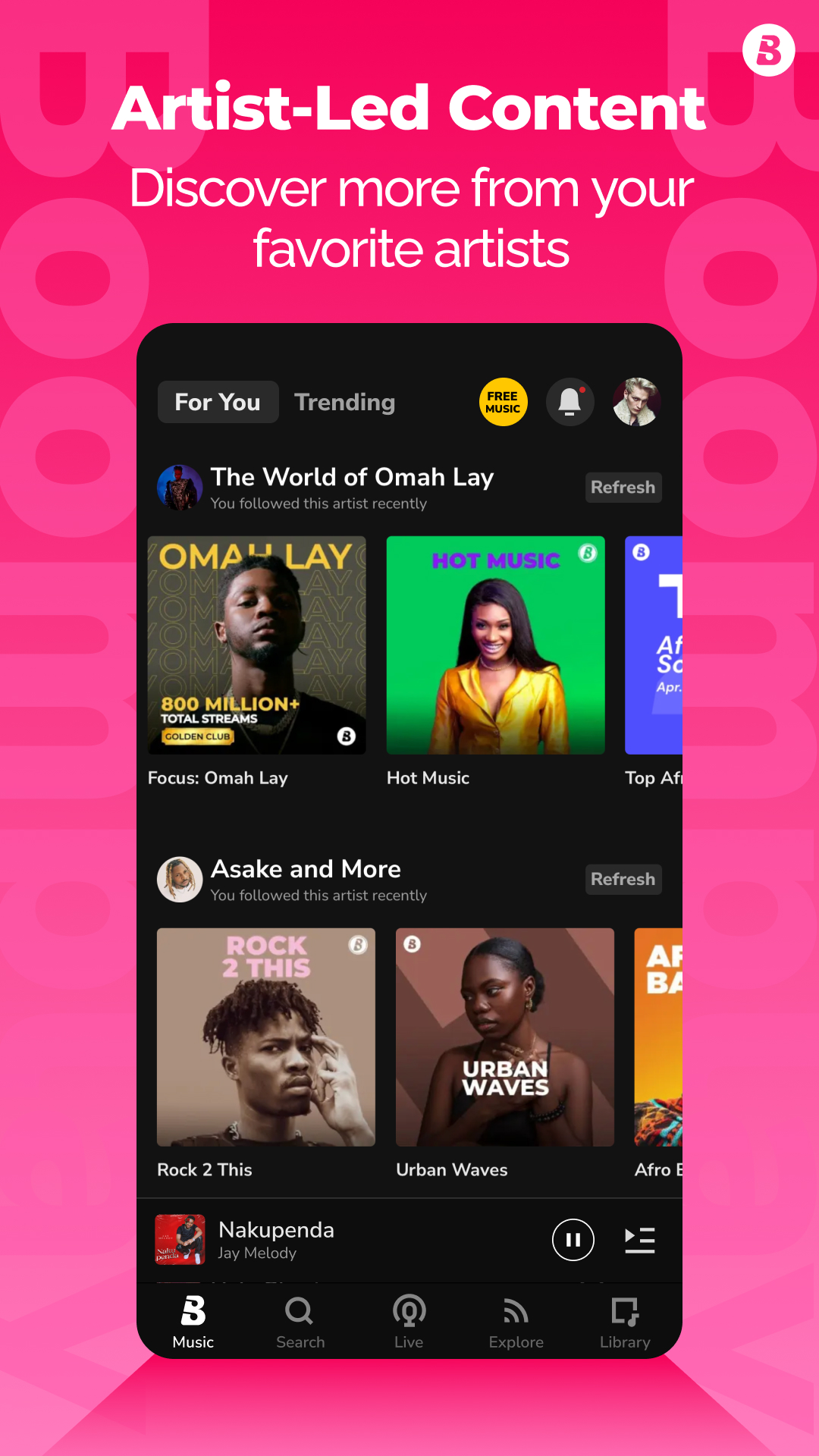 اسکرین شات 3 برنامه Boomplay: Music & Live Stream