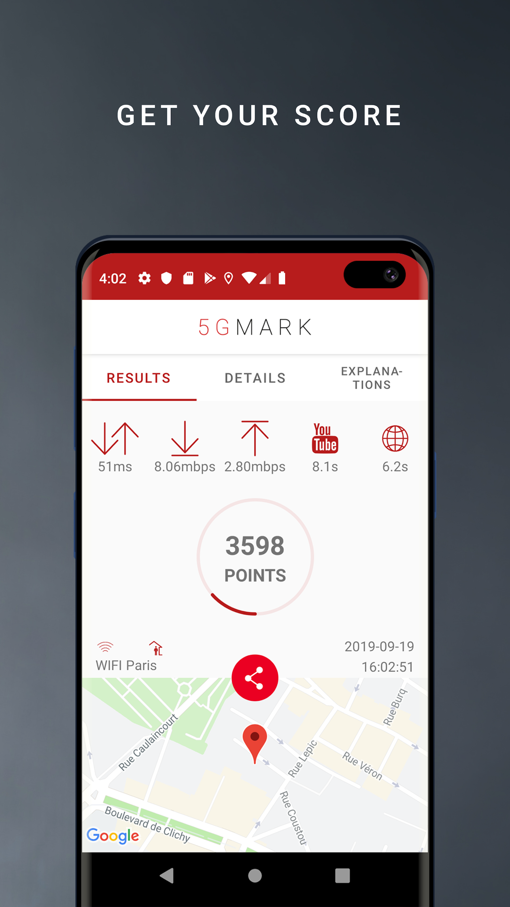 اسکرین شات 7 برنامه 5GMARK Speed & Quality Test