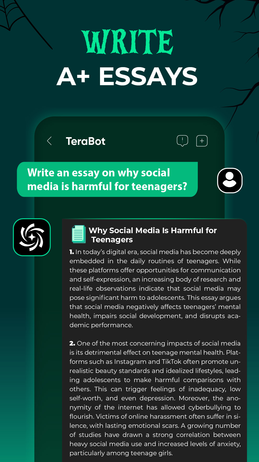 اسکرین شات 8 برنامه TeraBot: AI Chatbot Assistant