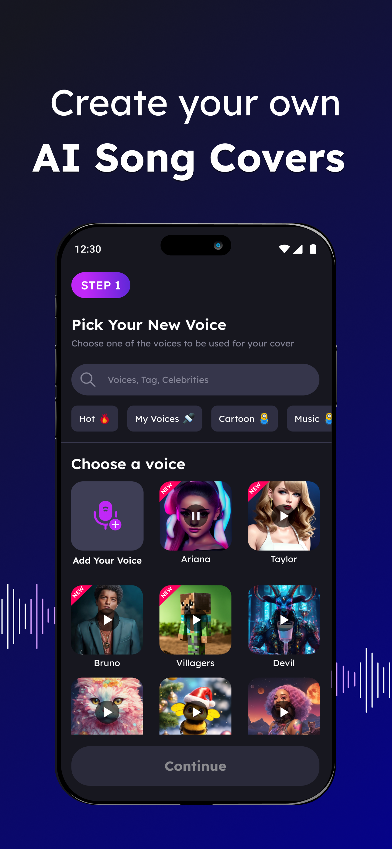 اسکرین شات 1 برنامه AI Music Cover & Song Creator