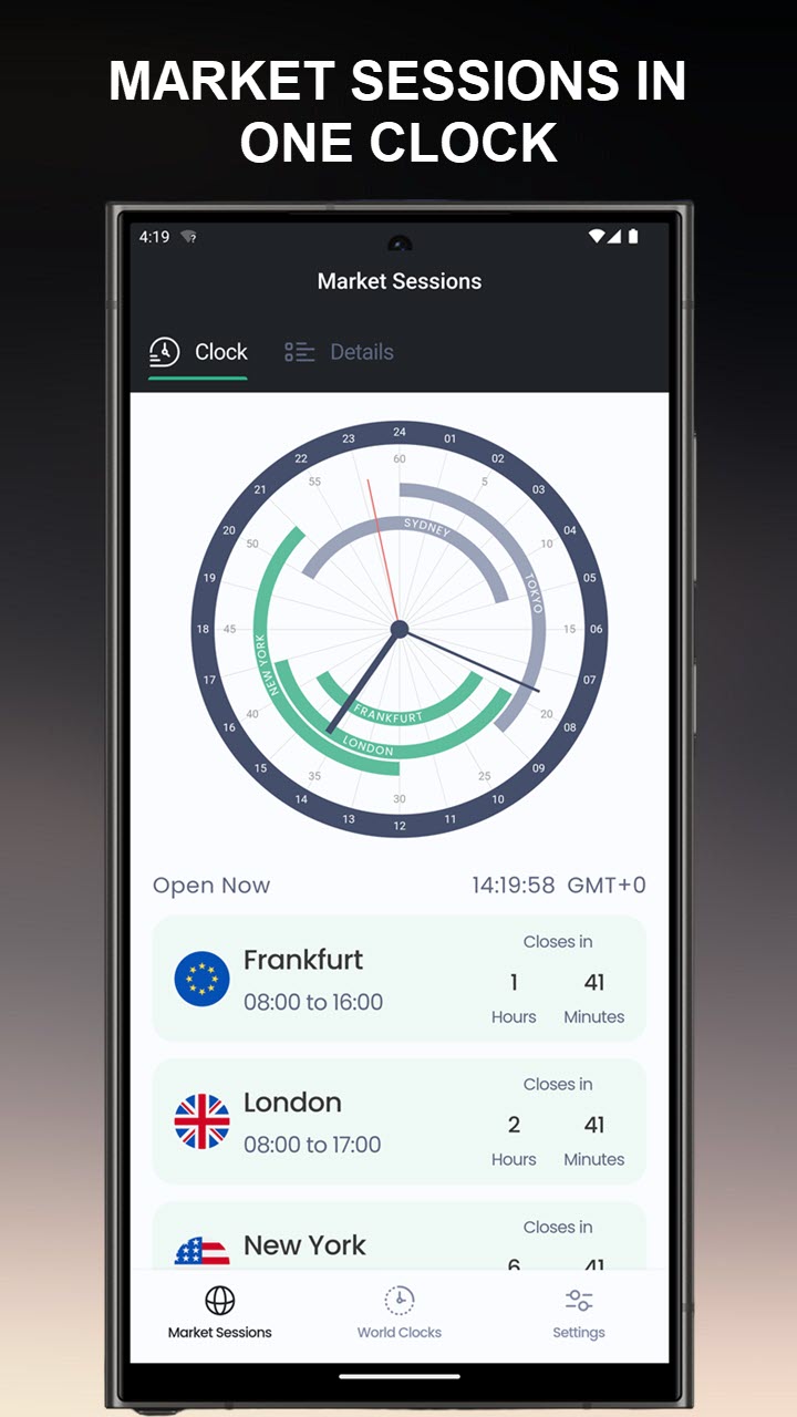 اسکرین شات 1 برنامه Forex Hours, FX sessions Clock