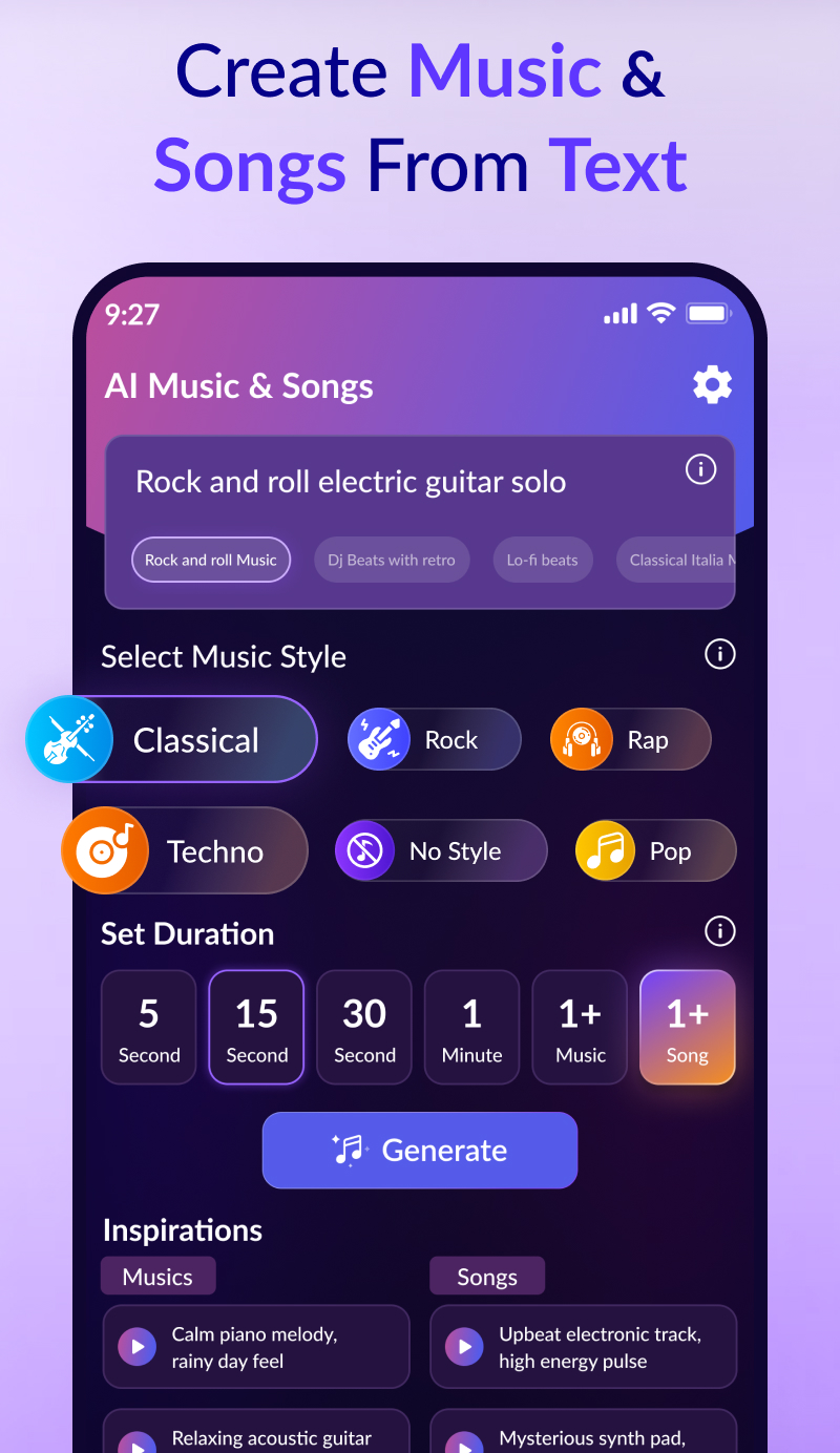 اسکرین شات 6 برنامه AI Music Generator from Text