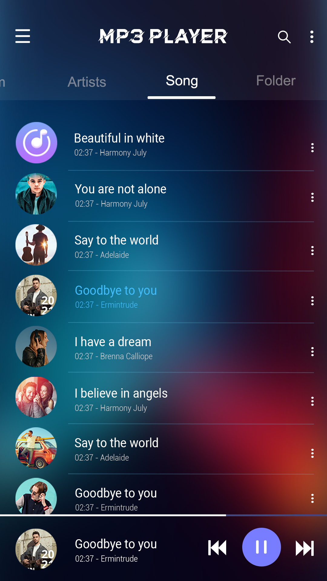 اسکرین شات 3 برنامه Mp3 player - Music player