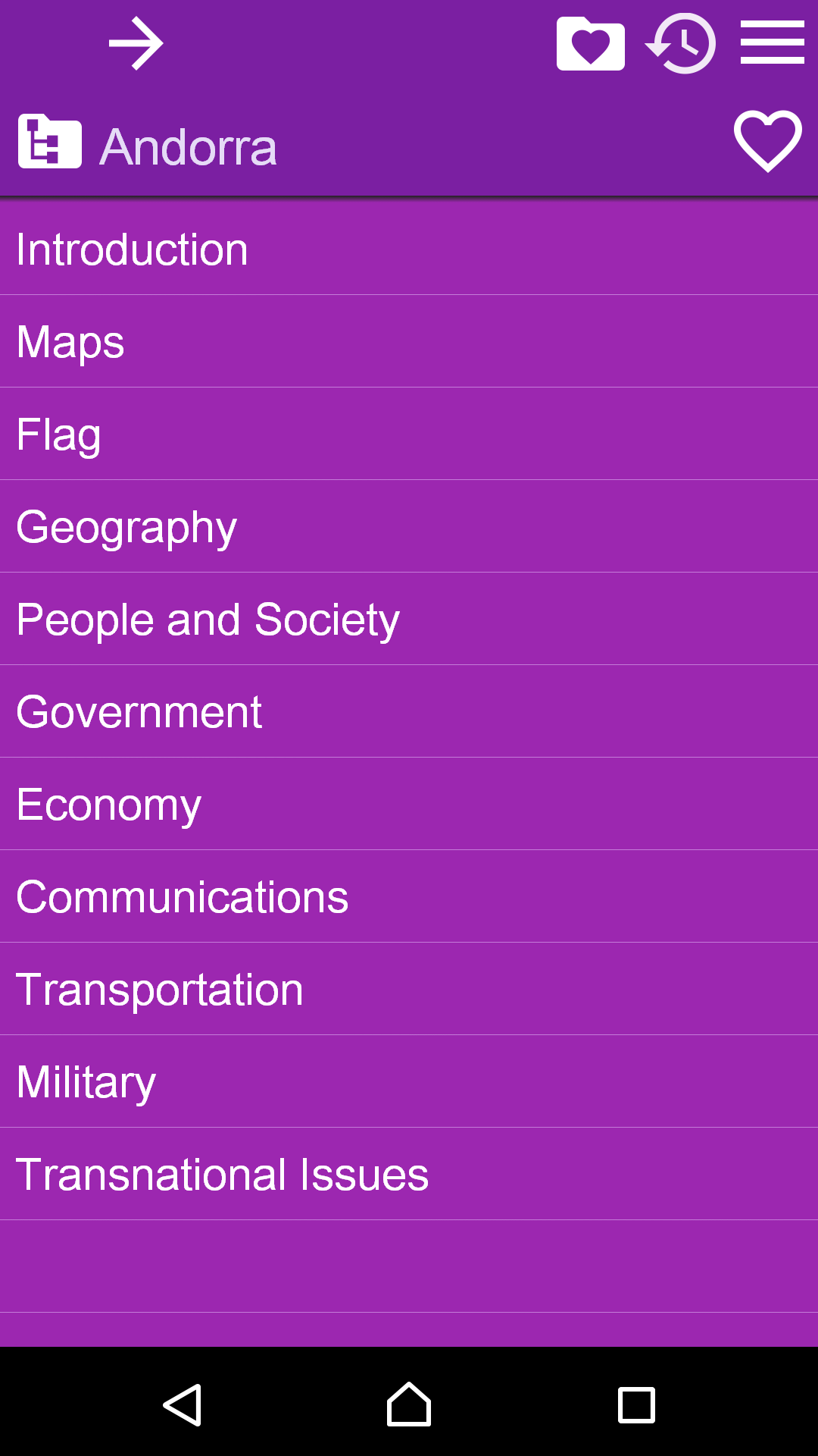 اسکرین شات 4 برنامه World Factbook. Countries Info