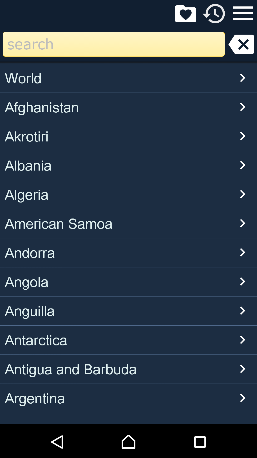 اسکرین شات 1 برنامه World Factbook. Countries Info