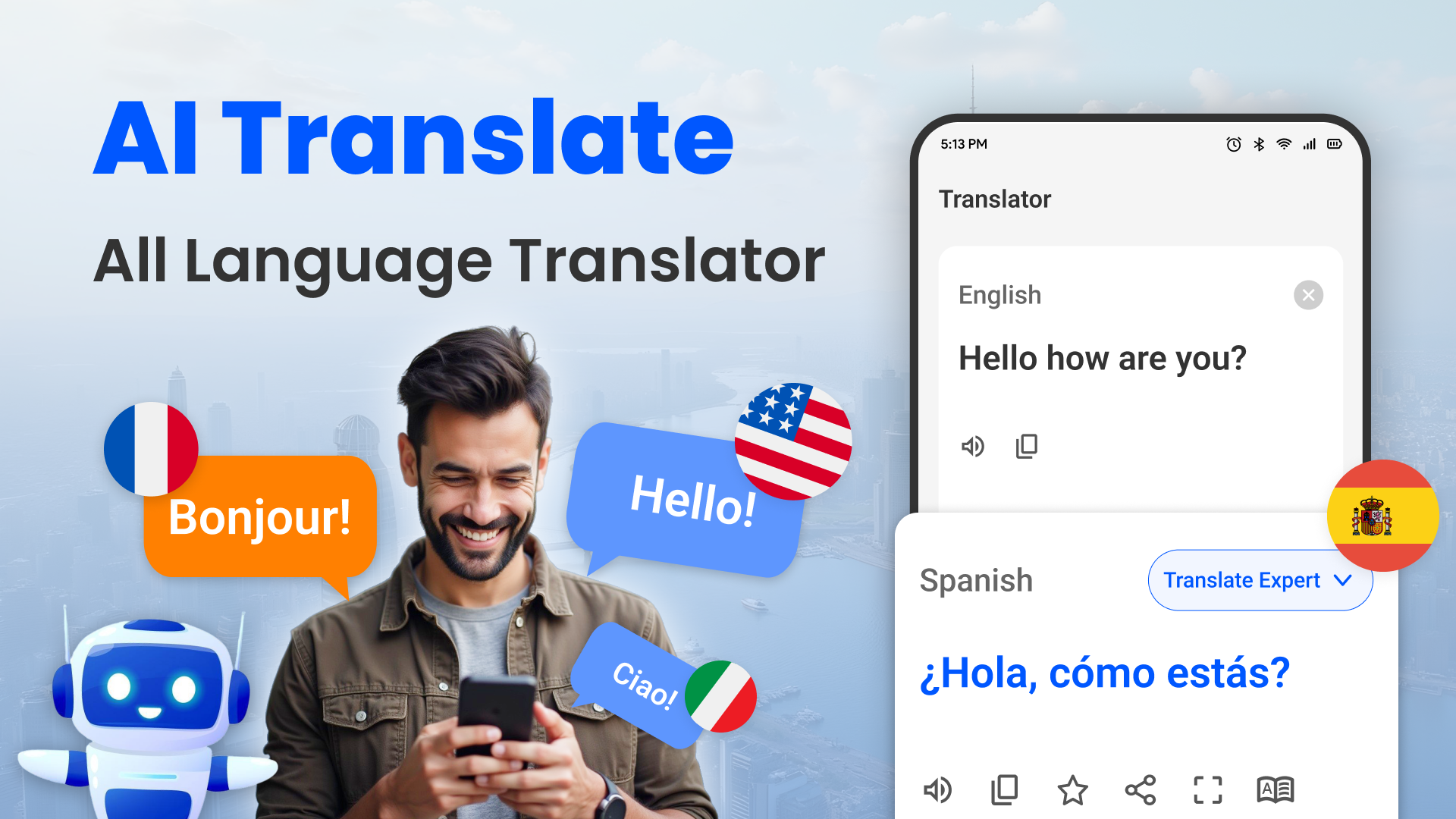 اسکرین شات 1 برنامه Translator: AI - Chatbot AI
