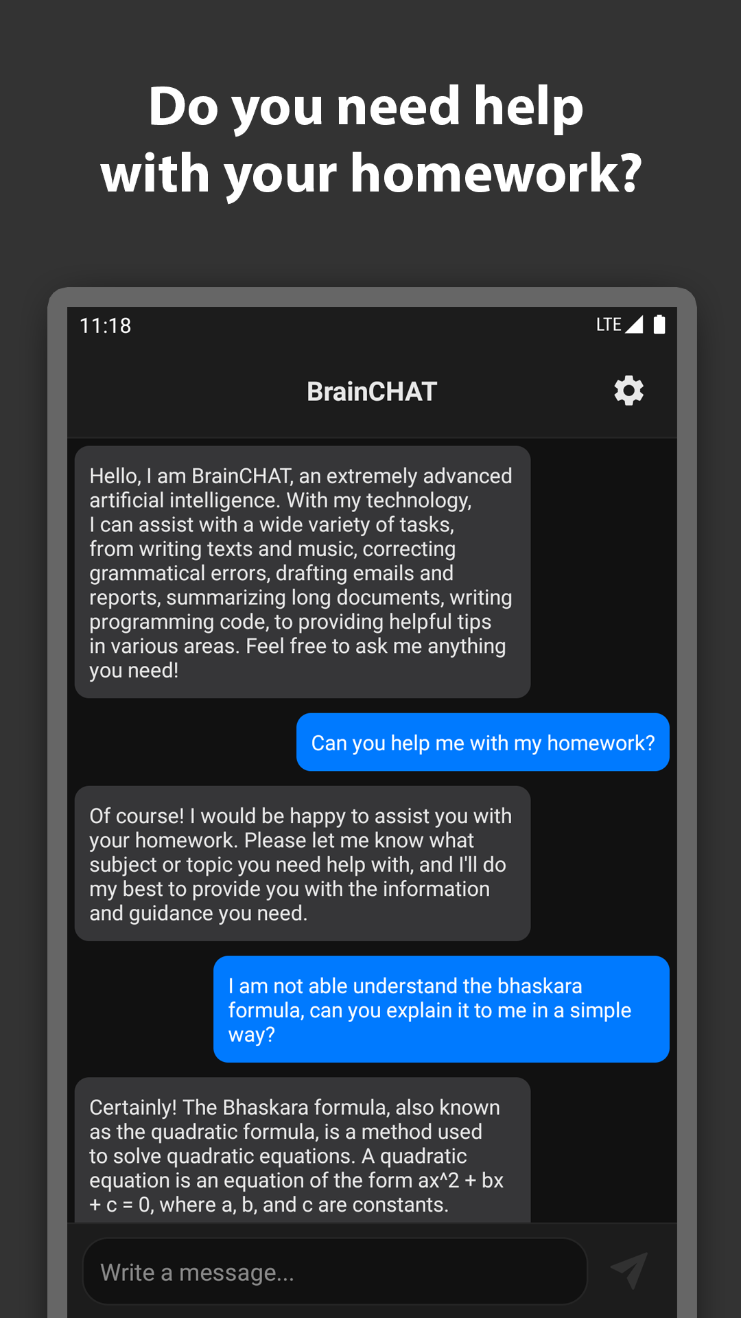 اسکرین شات 1 برنامه BrainCHAT - Chat with AI
