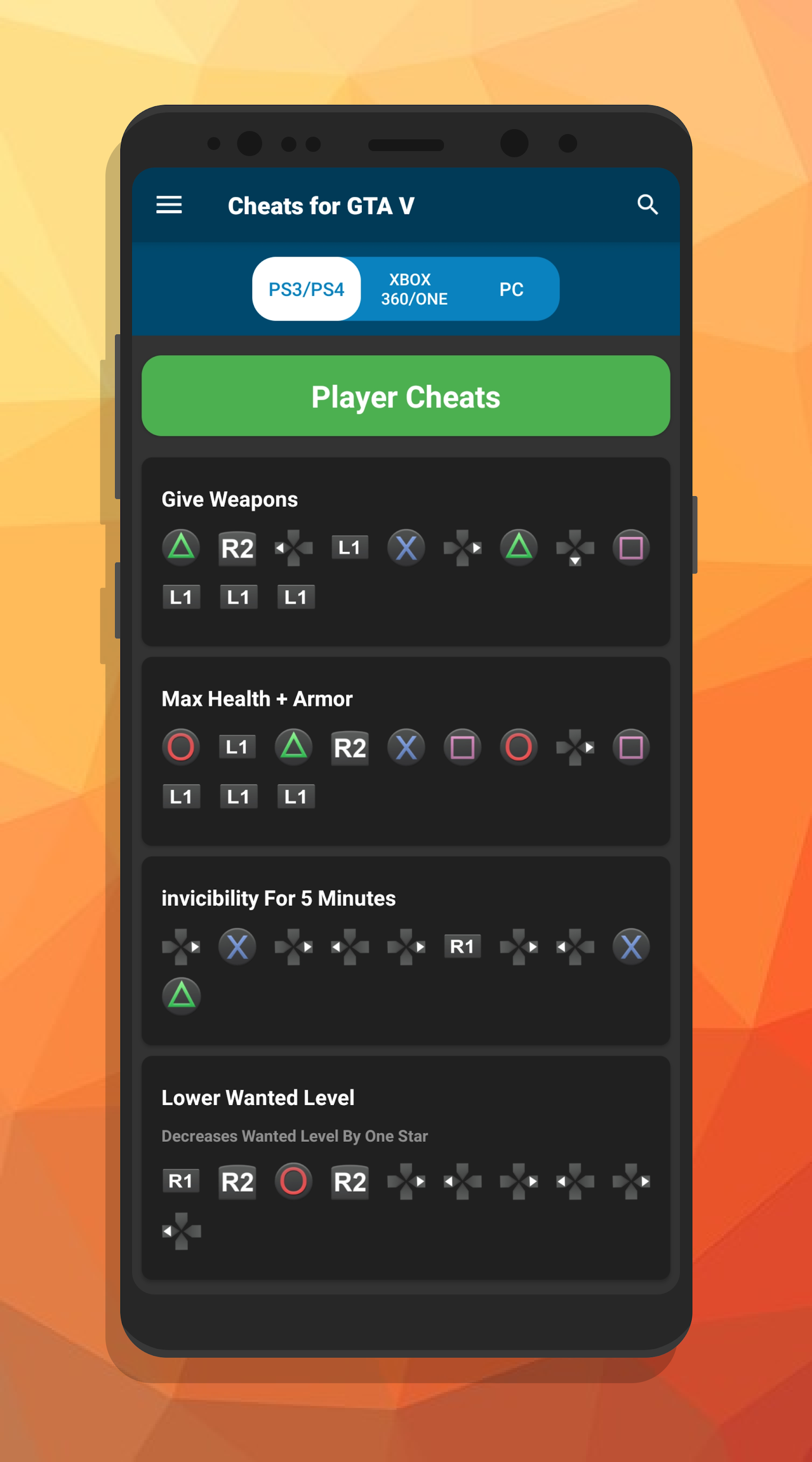 اسکرین شات 3 برنامه Cheats for all GTA