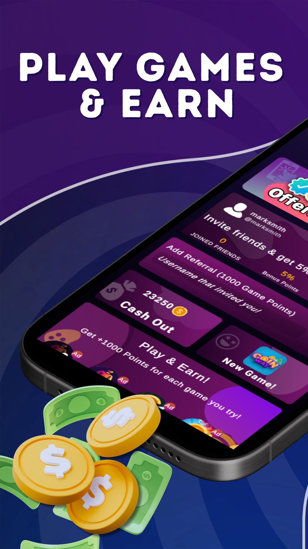 اسکرین شات 1 برنامه FreeMoney: Earn & Make Cash