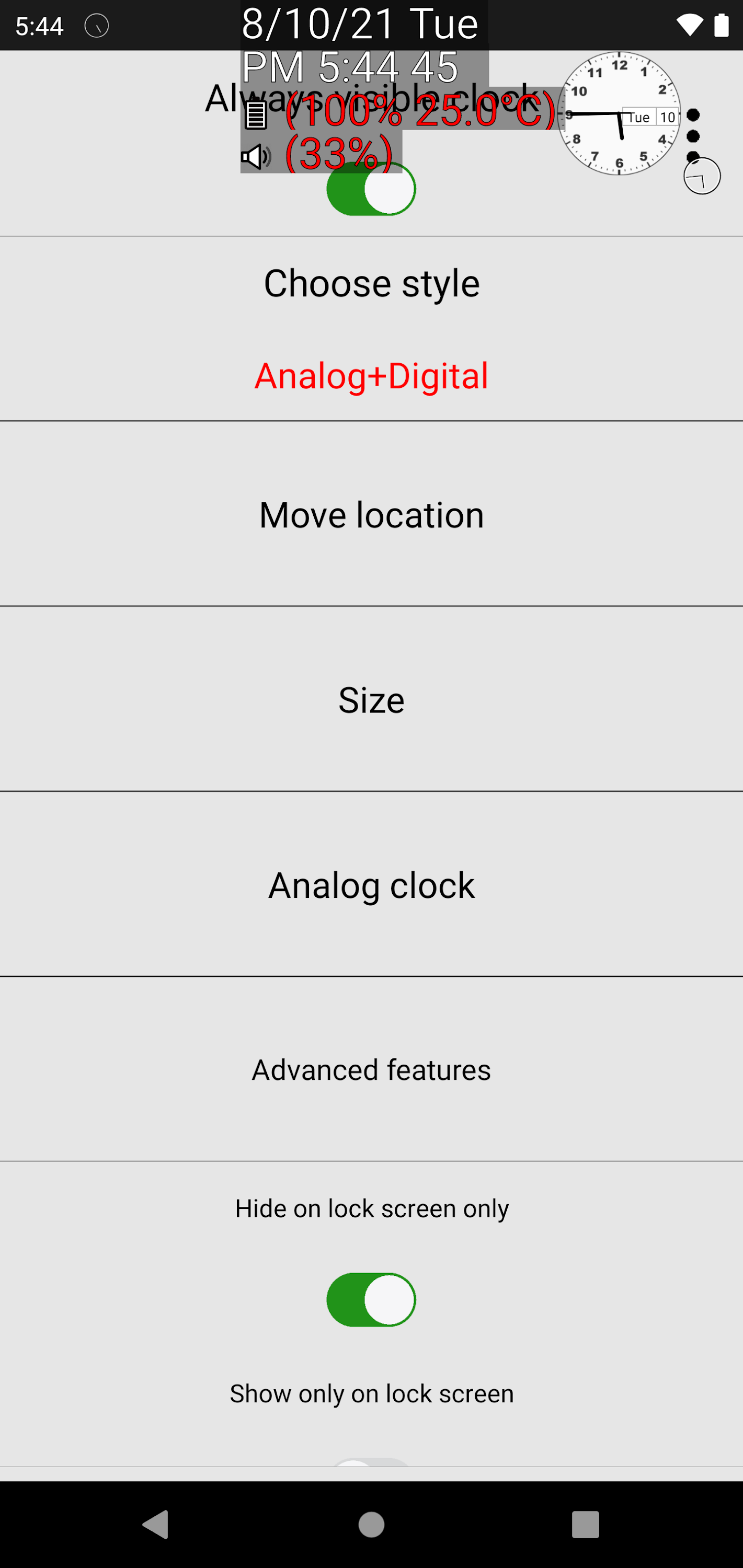 اسکرین شات 1 برنامه Always visible clock