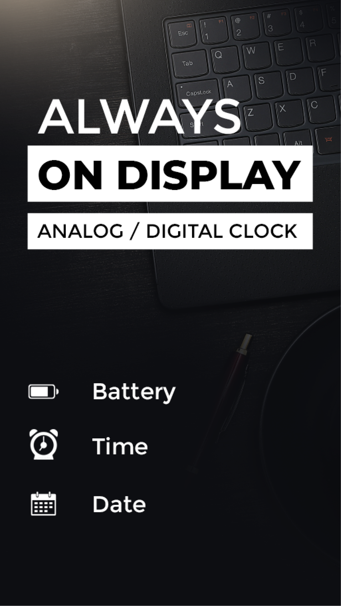 اسکرین شات 1 برنامه Always on Display Amoled Clock