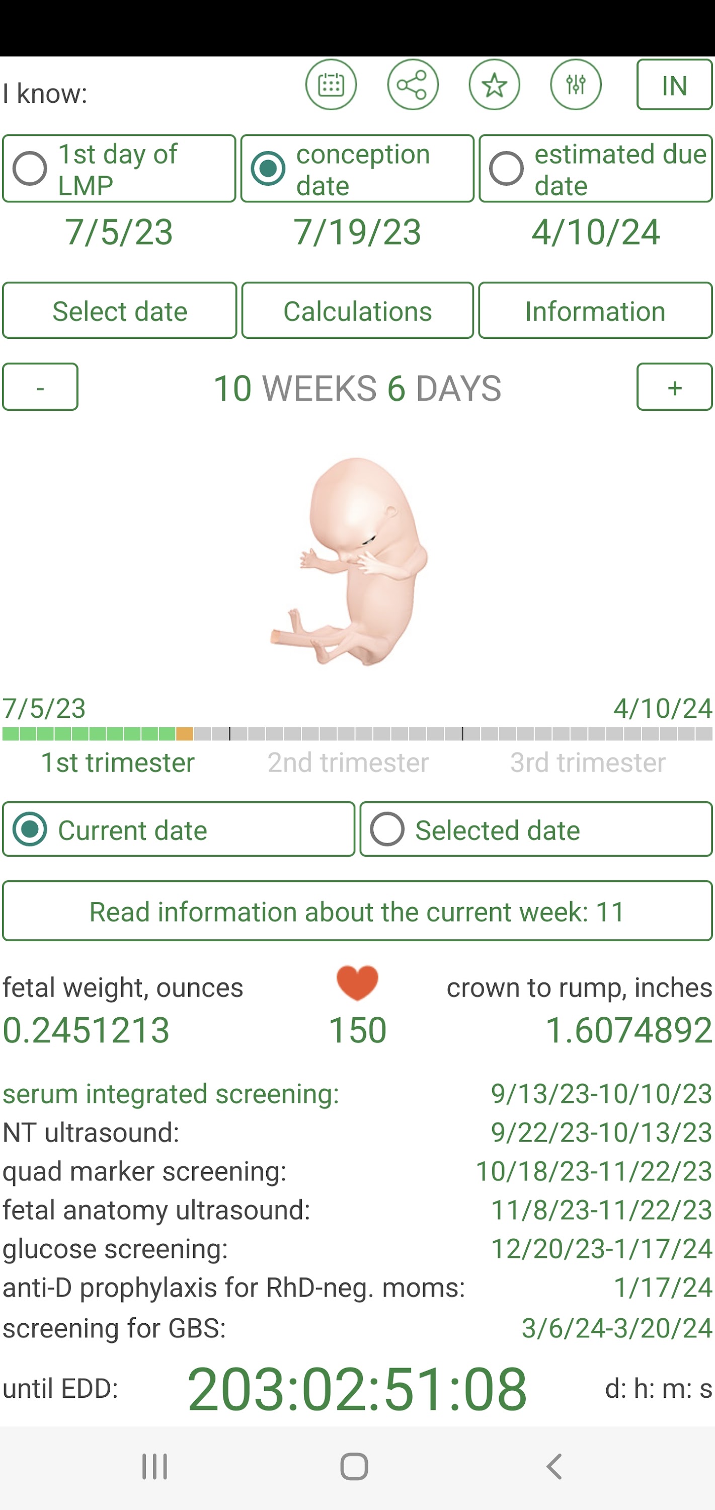 اسکرین شات 1 برنامه Pregnancy Due Date Calculator