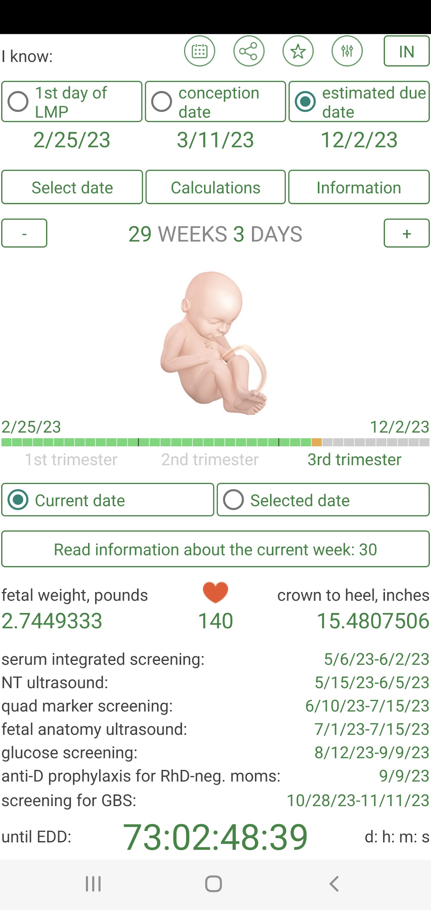 اسکرین شات 3 برنامه Pregnancy Due Date Calculator