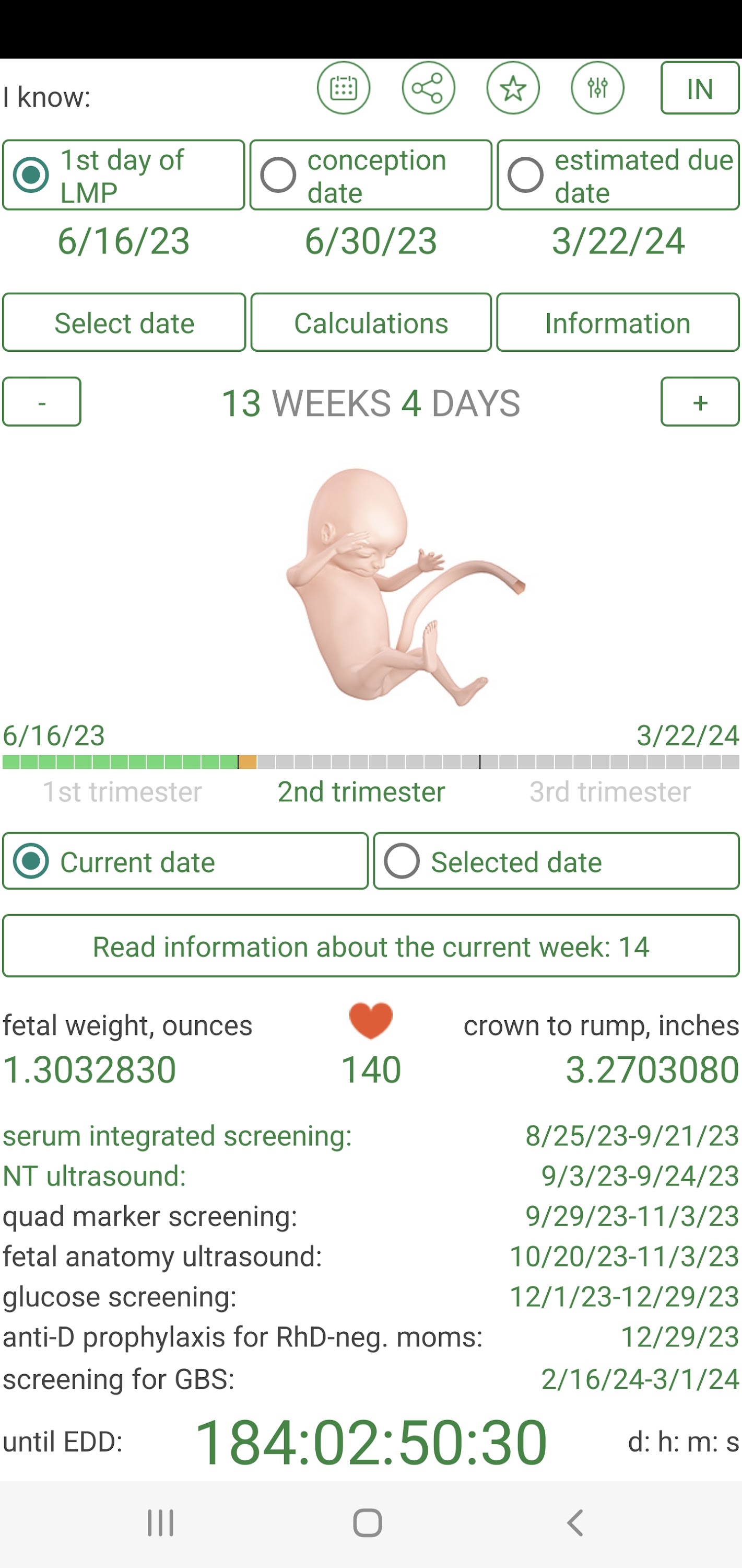 اسکرین شات 2 برنامه Pregnancy Due Date Calculator