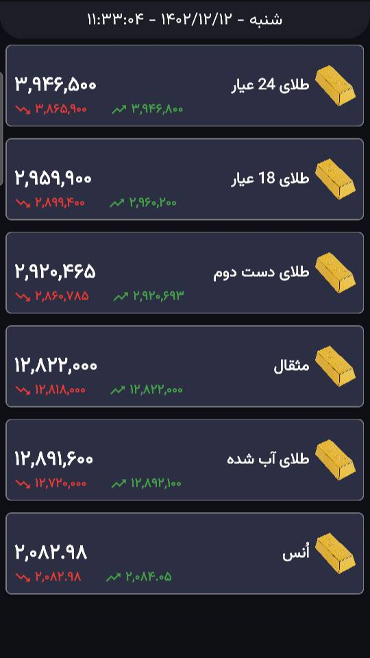 اسکرین شات 3 برنامه ارز طلا سکه