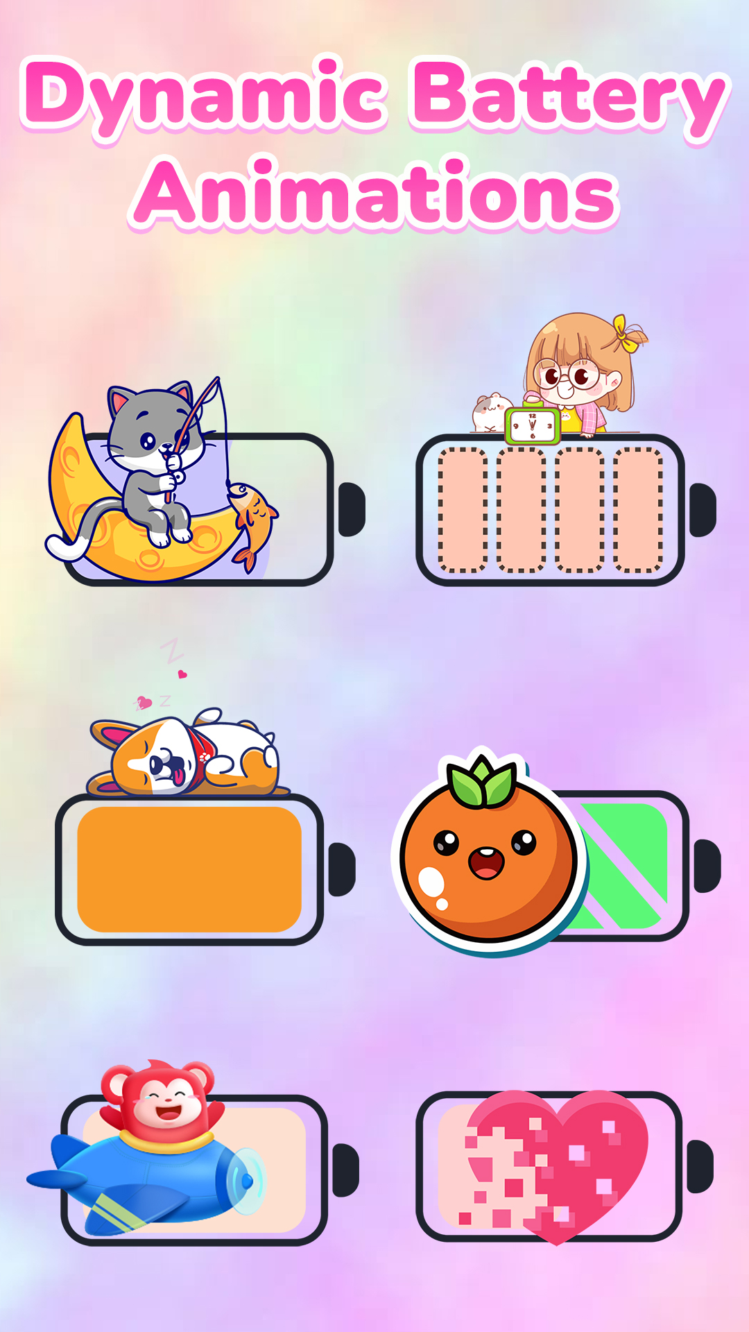 اسکرین شات 3 برنامه Emoji Battery: Cute Status Bar