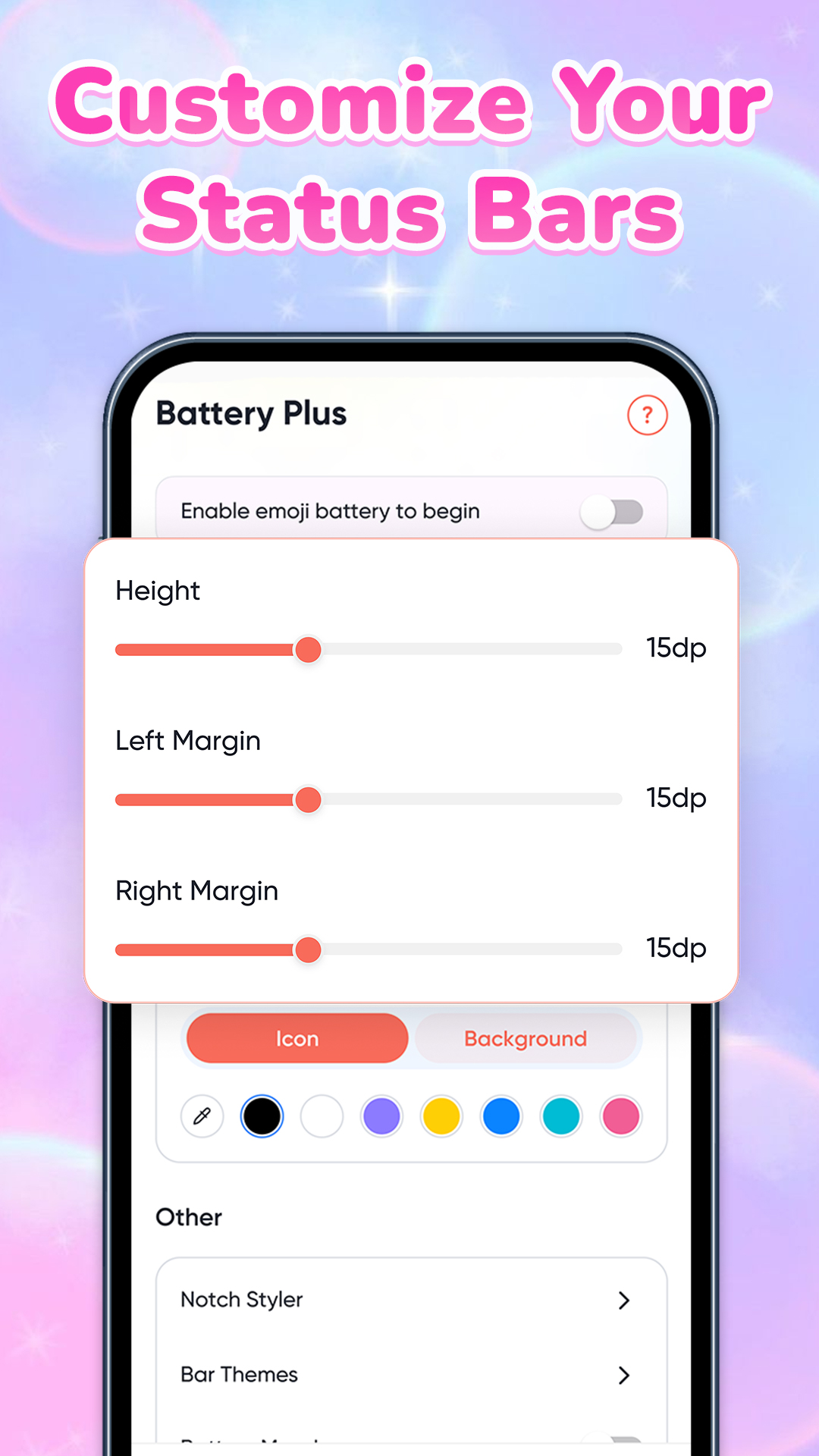 اسکرین شات 4 برنامه Emoji Battery: Cute Status Bar