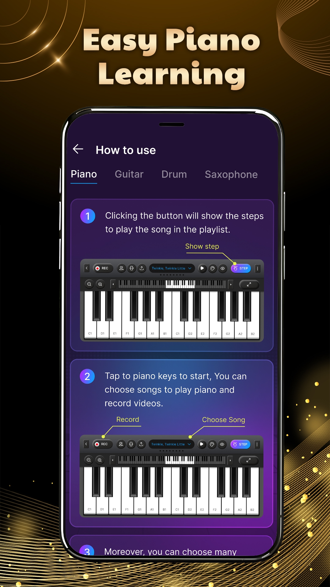 اسکرین شات 4 برنامه Learn Piano - Piano Keys