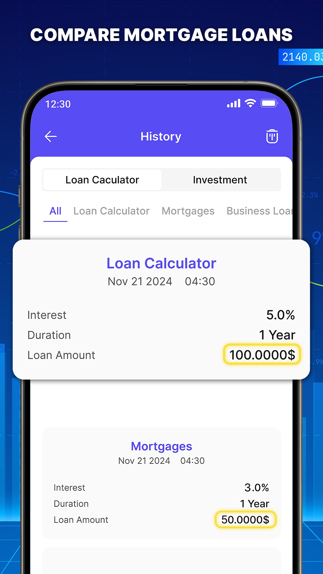 اسکرین شات 5 برنامه EMI Loan Calculator - Mortgage