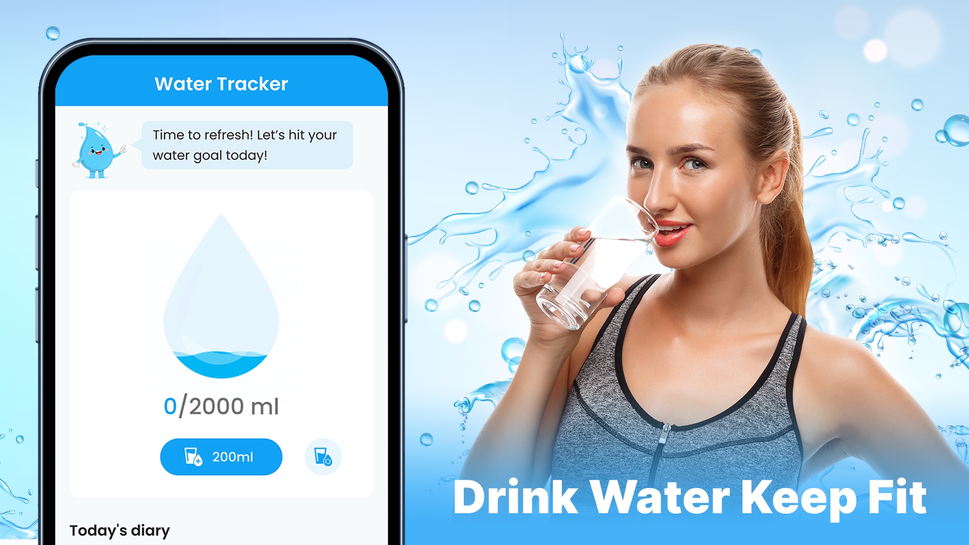 اسکرین شات 1 برنامه Water Tracker - Hydration