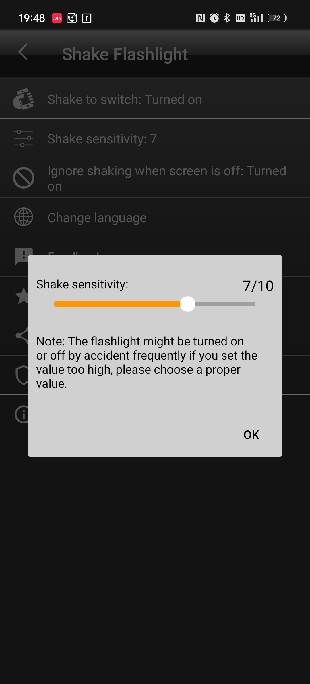 اسکرین شات 4 برنامه Shake Flashlight