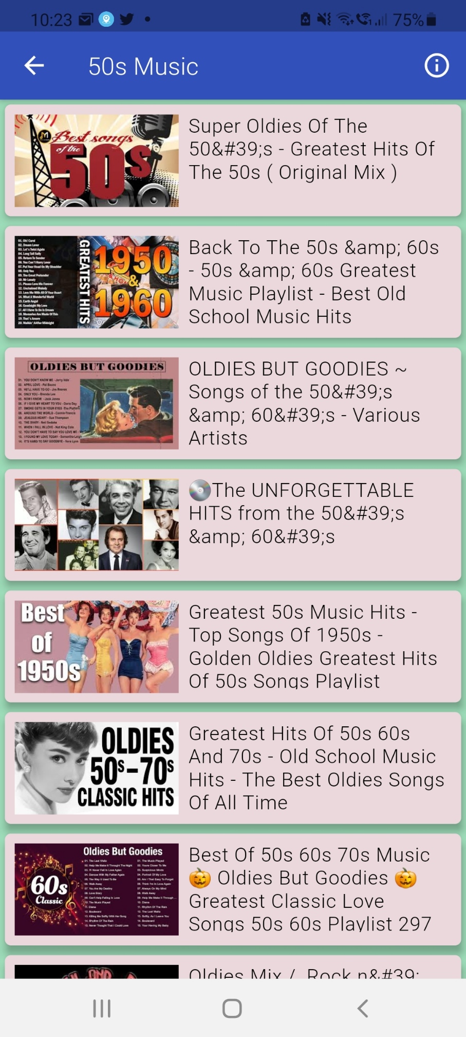 اسکرین شات 5 برنامه 50s Radio Top Fifties Music
