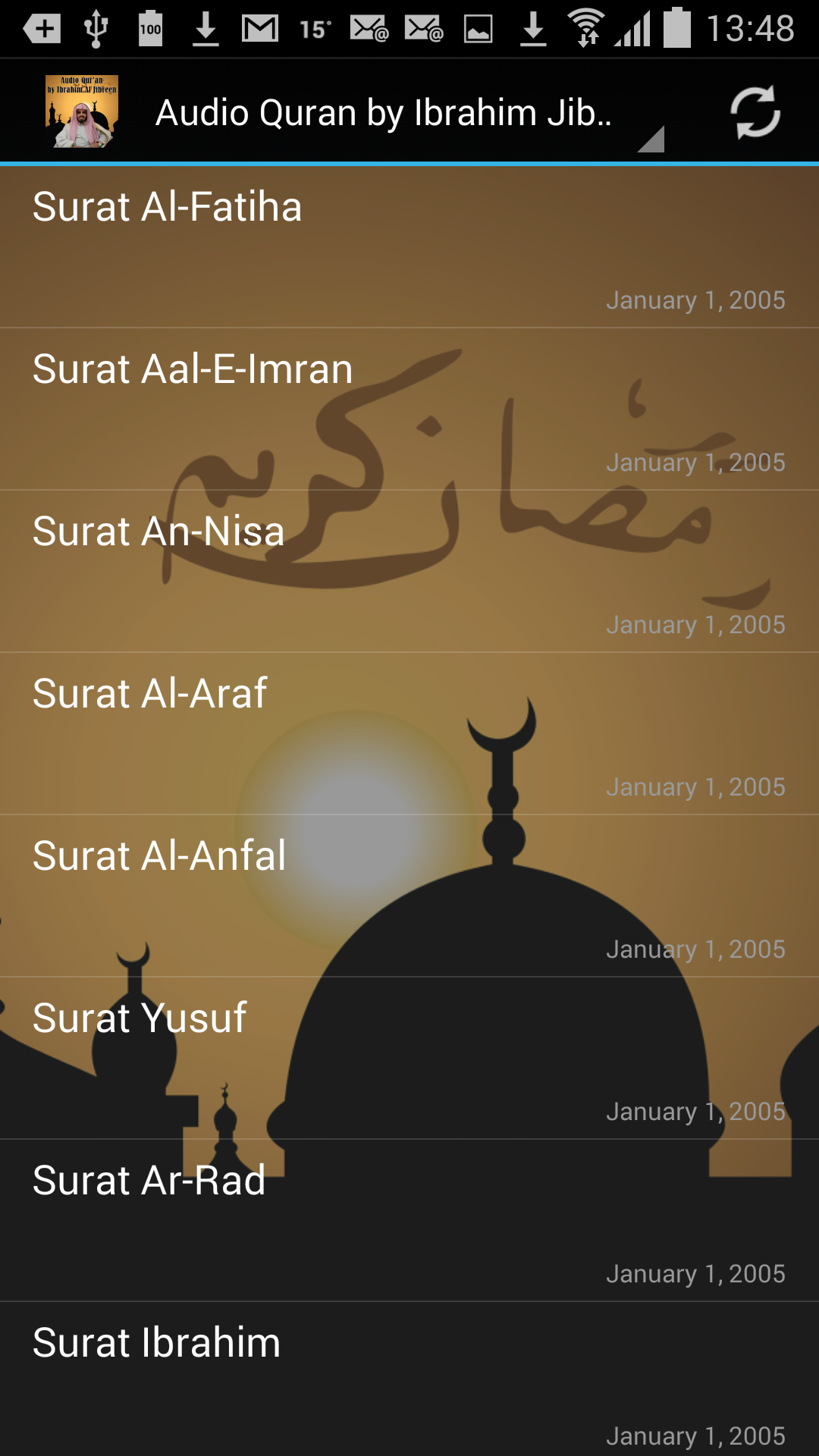 اسکرین شات 1 برنامه Audio Quran by Ibrahim Jibreen