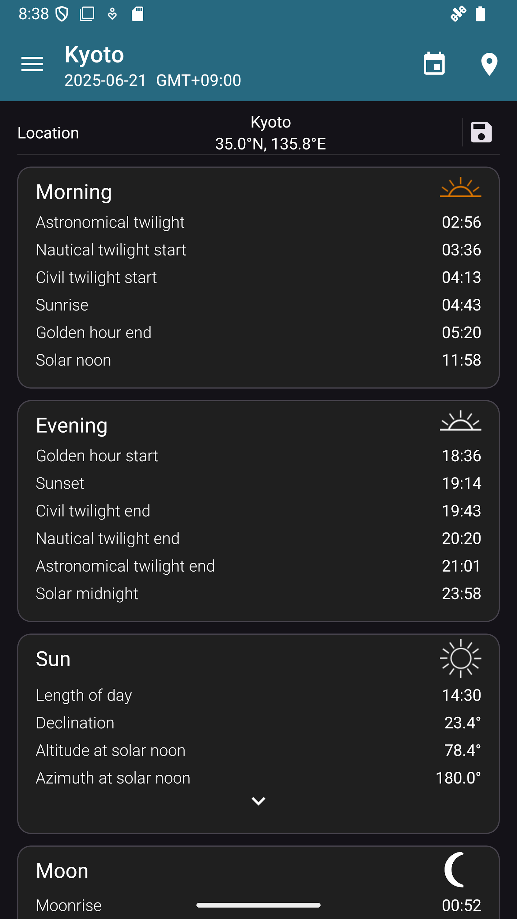 اسکرین شات 8 برنامه Sun Position: Sunrise & Sunset