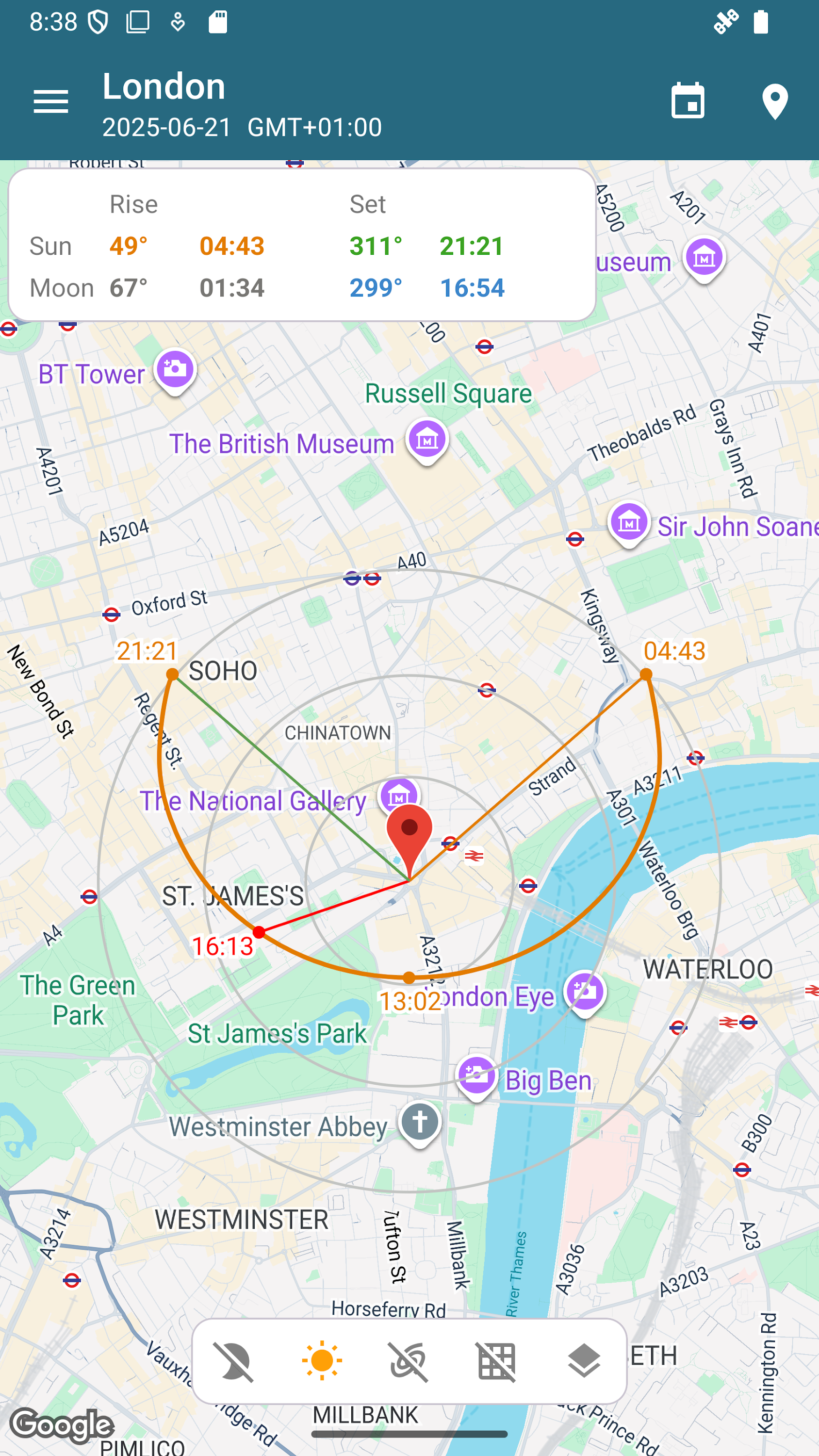 اسکرین شات 4 برنامه Sun Position: Sunrise & Sunset