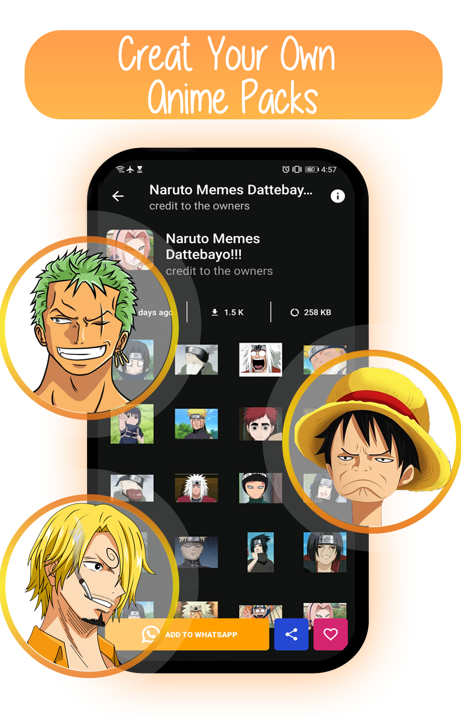 اسکرین شات 4 برنامه Anime Stickers For WhatsApp