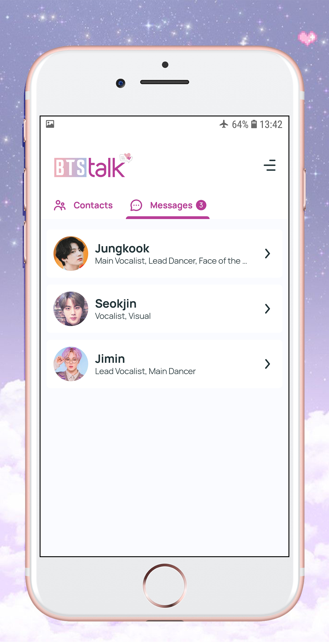 اسکرین شات 2 بازی BTS Chat! Messenger(simulator)