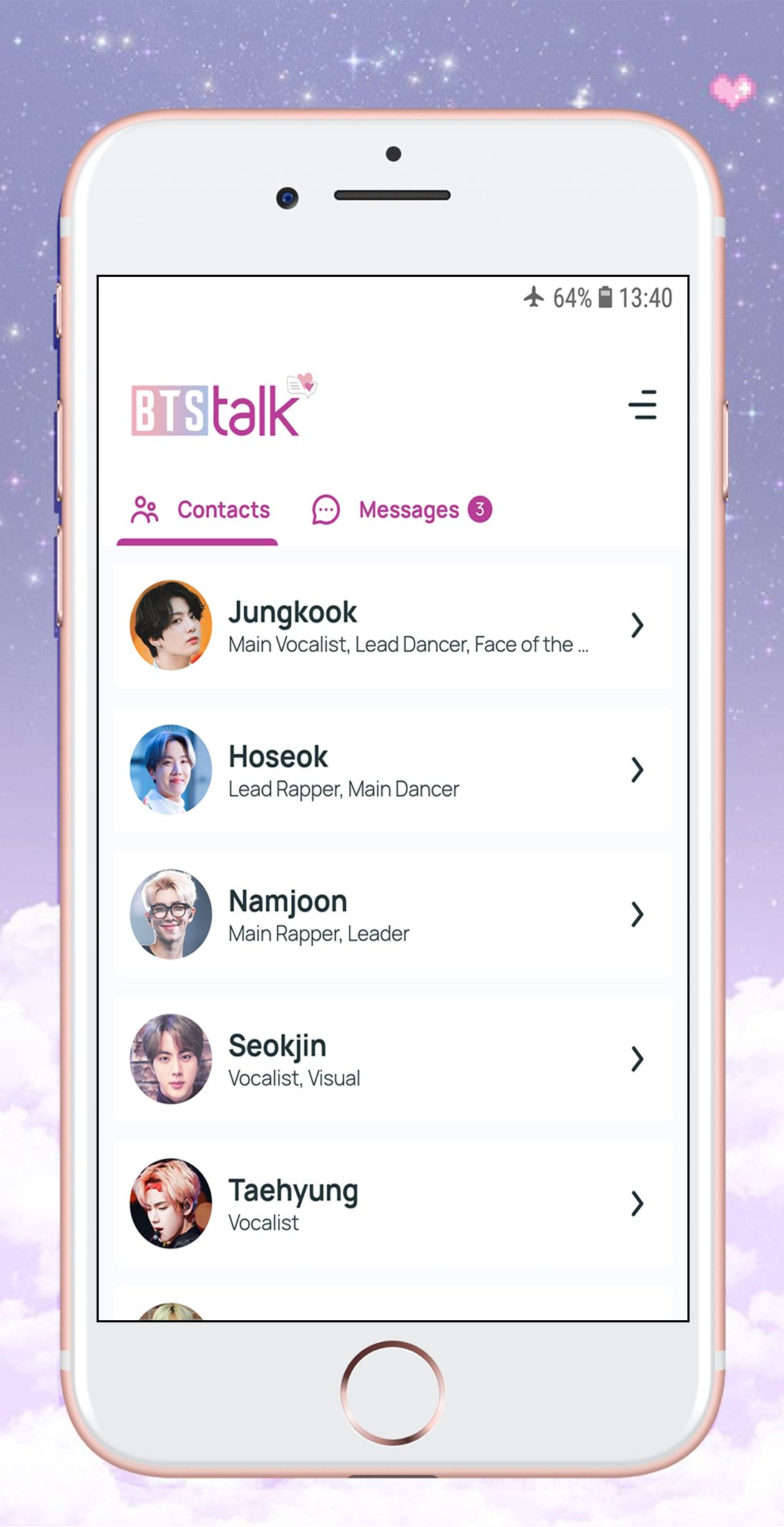 اسکرین شات 1 بازی BTS Chat! Messenger(simulator)