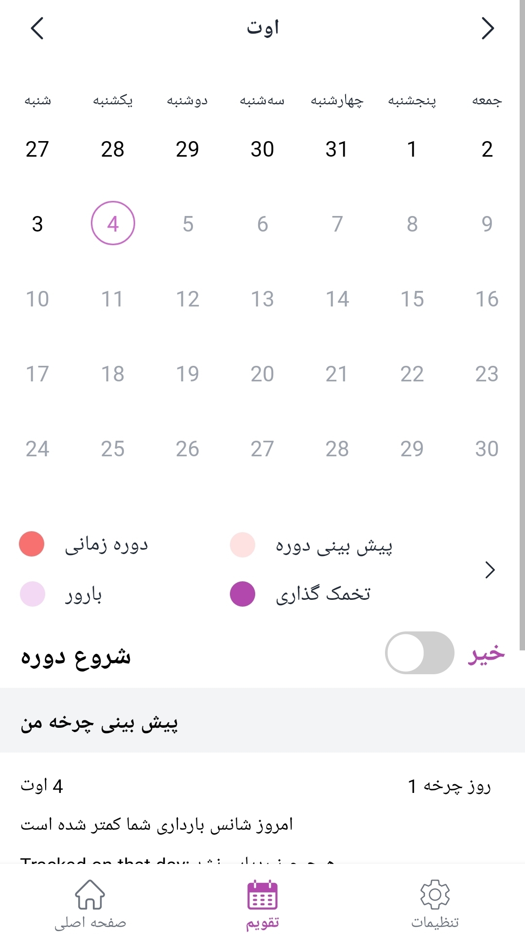 اسکرین شات 1 برنامه پریودی/ قاعدگی