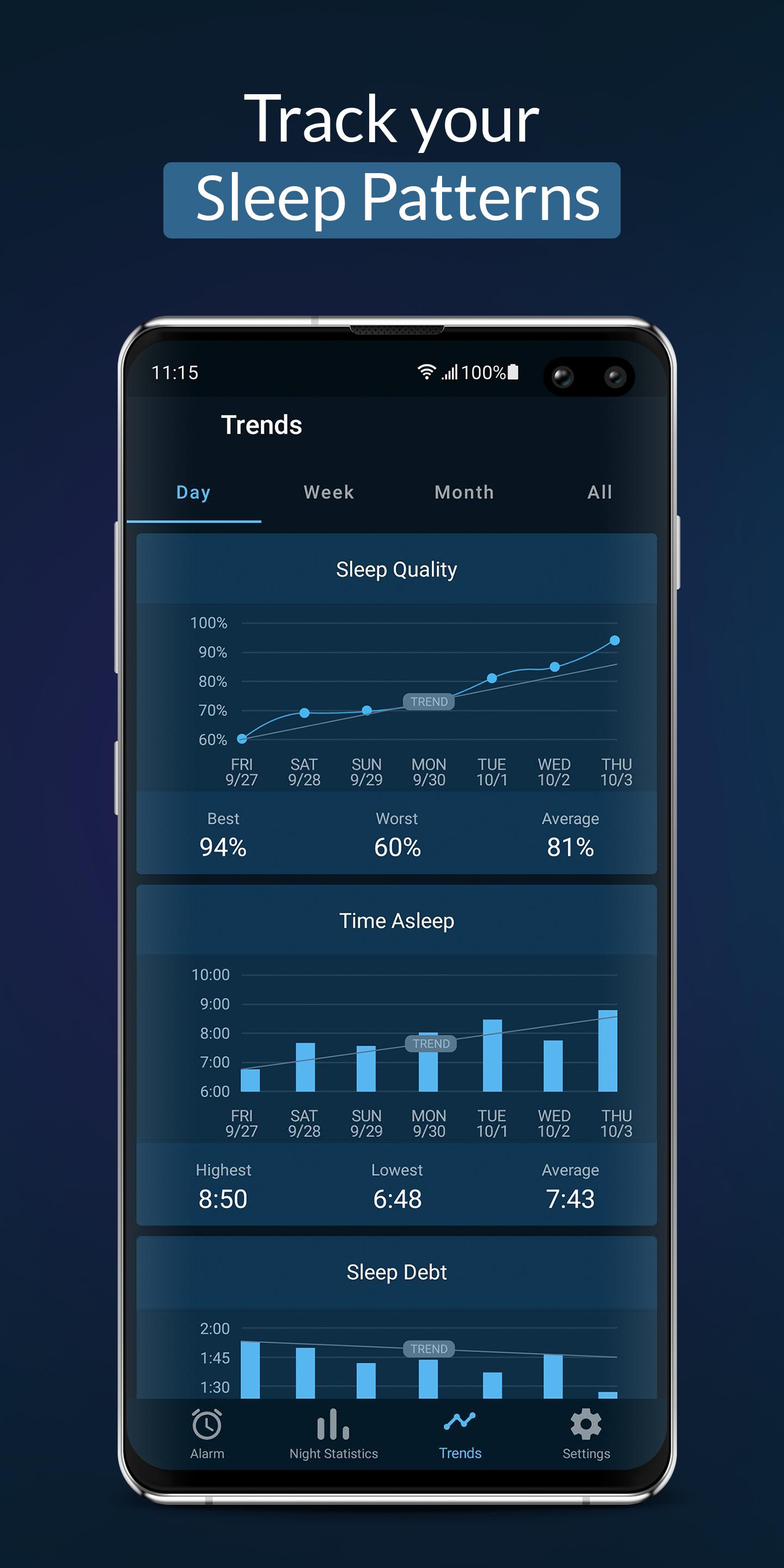 اسکرین شات 2 برنامه Sleepzy: Sleep Cycle Tracker