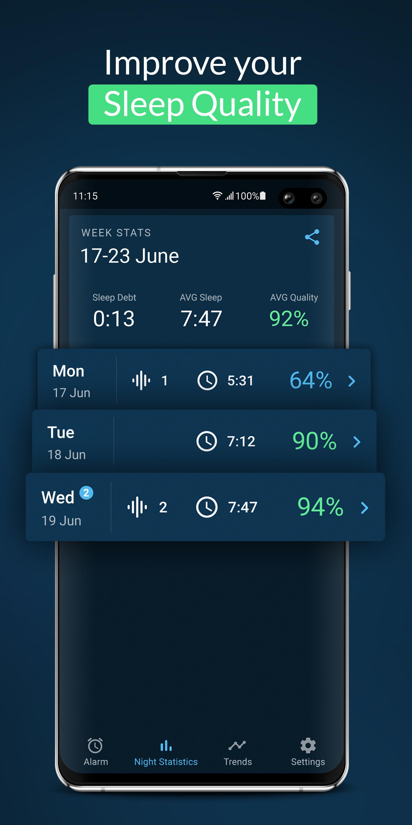 اسکرین شات 4 برنامه Sleepzy: Sleep Cycle Tracker
