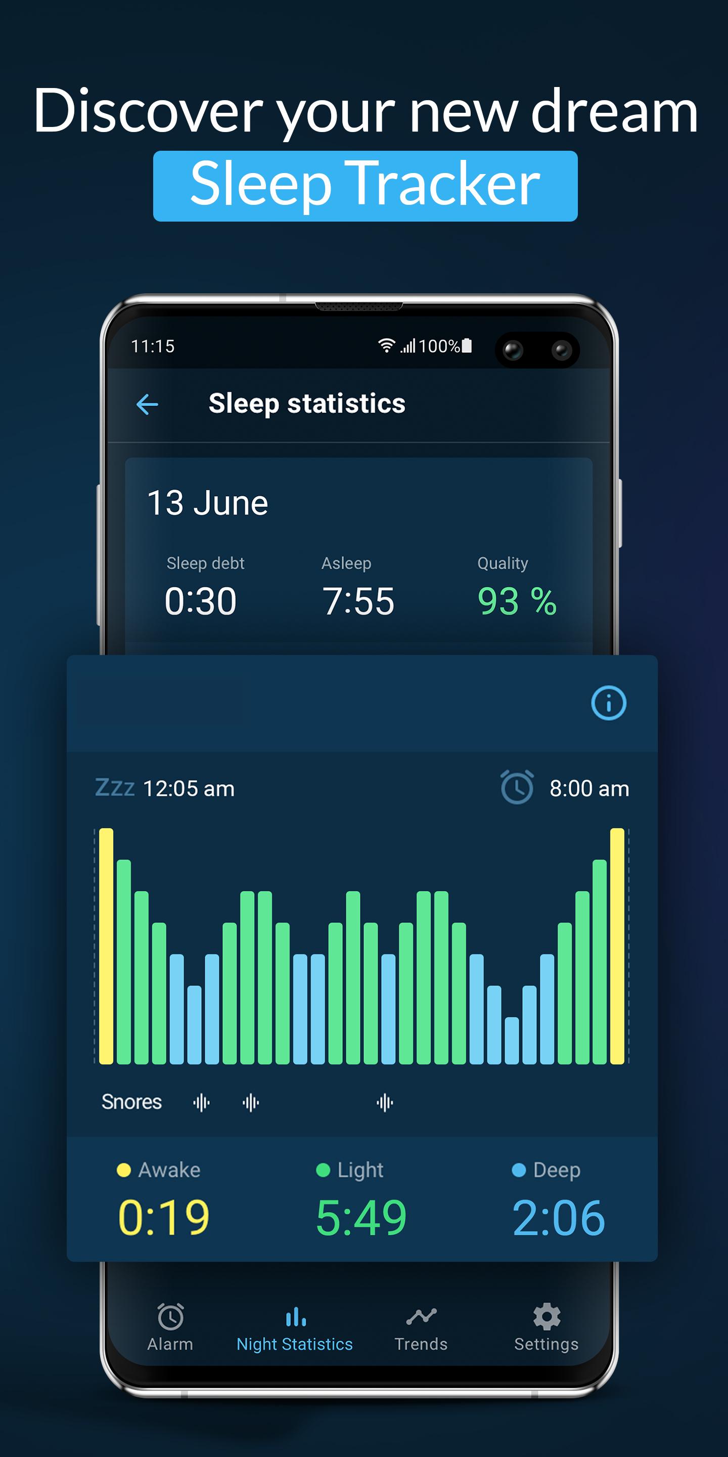 اسکرین شات 1 برنامه Sleepzy: Sleep Cycle Tracker