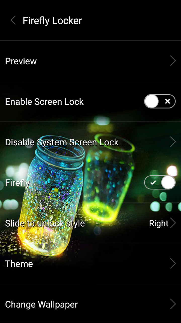 اسکرین شات 1 برنامه Fireflies lockscreen