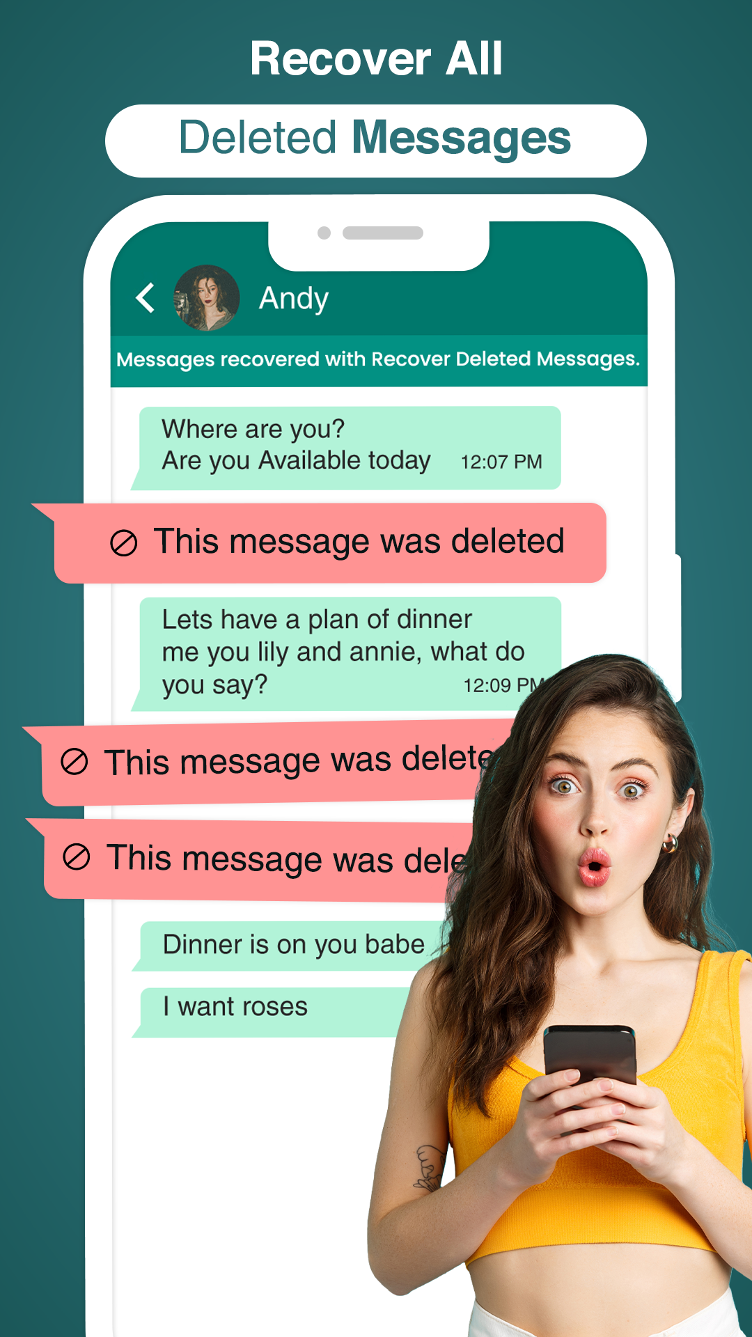 اسکرین شات 4 برنامه Recover Deleted Messages App