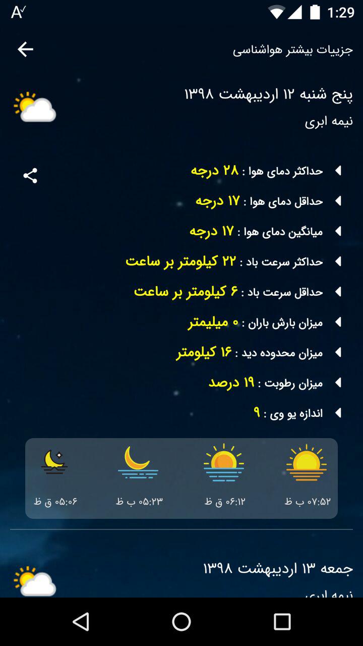 اسکرین شات 2 برنامه هواشناسی