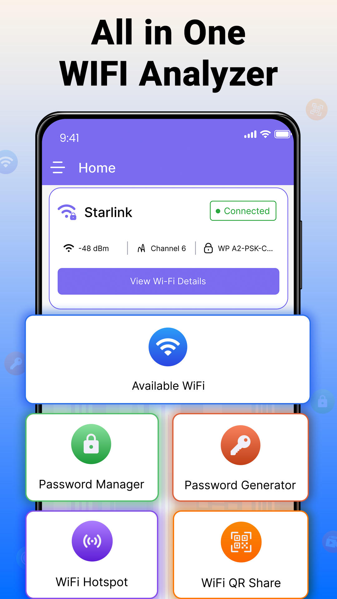اسکرین شات 1 برنامه WiFi Analyzer Password Manager