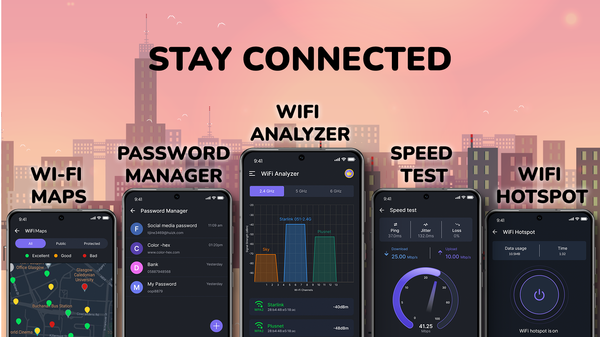 اسکرین شات 2 برنامه WiFi Password Map & Analyzer