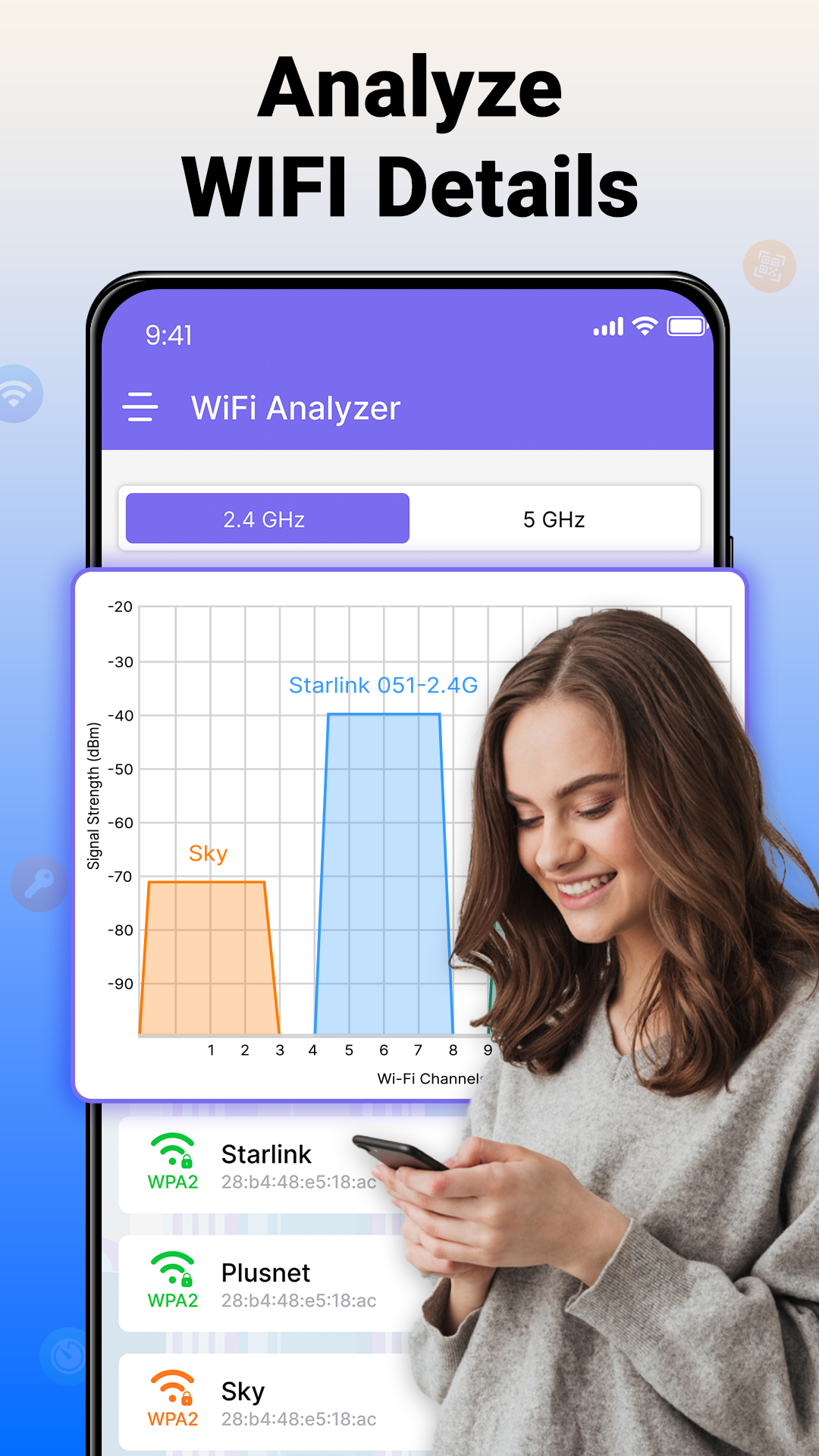اسکرین شات 2 برنامه WiFi Analyzer Password Manager