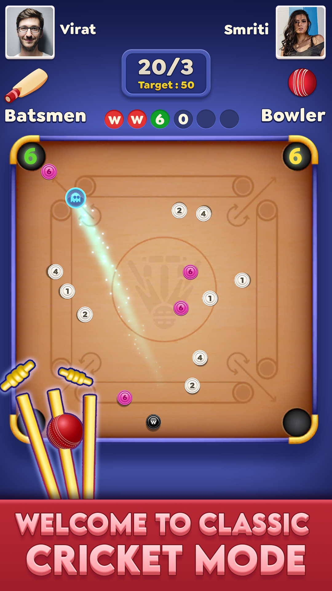 اسکرین شات 1 بازی Carrom Cricket: Disc Pool Game