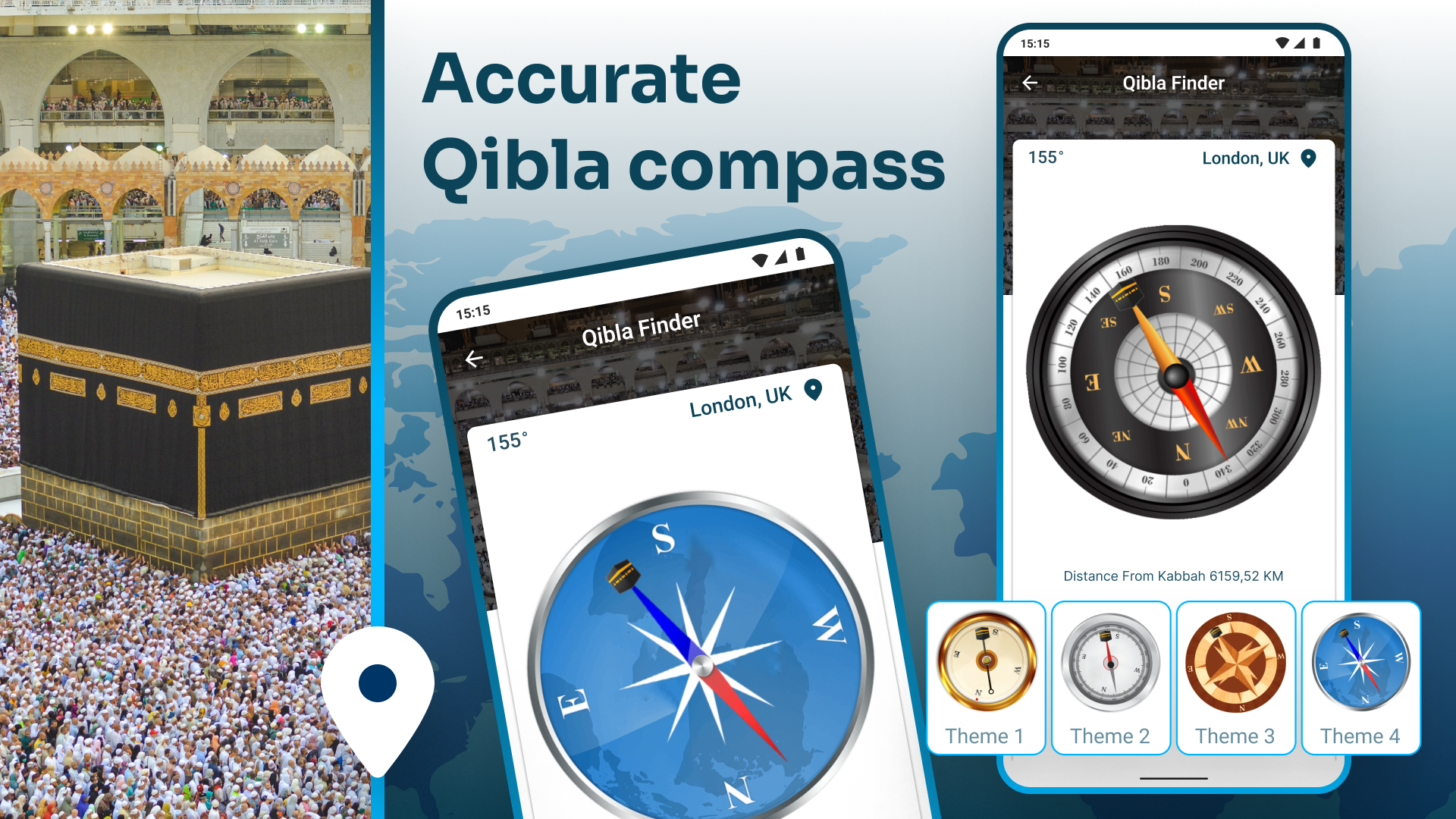 اسکرین شات 1 برنامه Qibla Compass with Salah Time