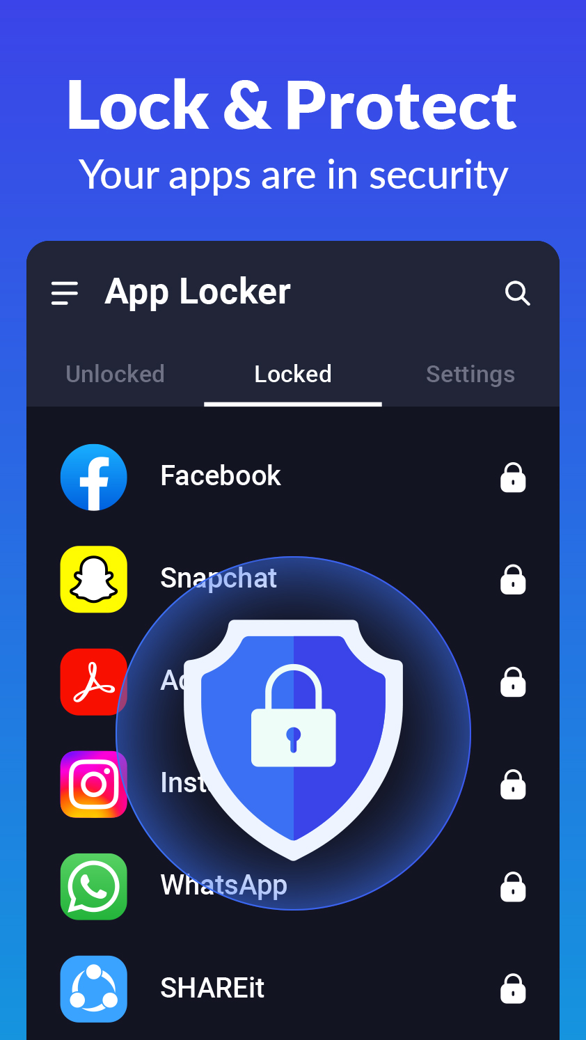 اسکرین شات 1 برنامه App Lock - Lock Apps, Pattern