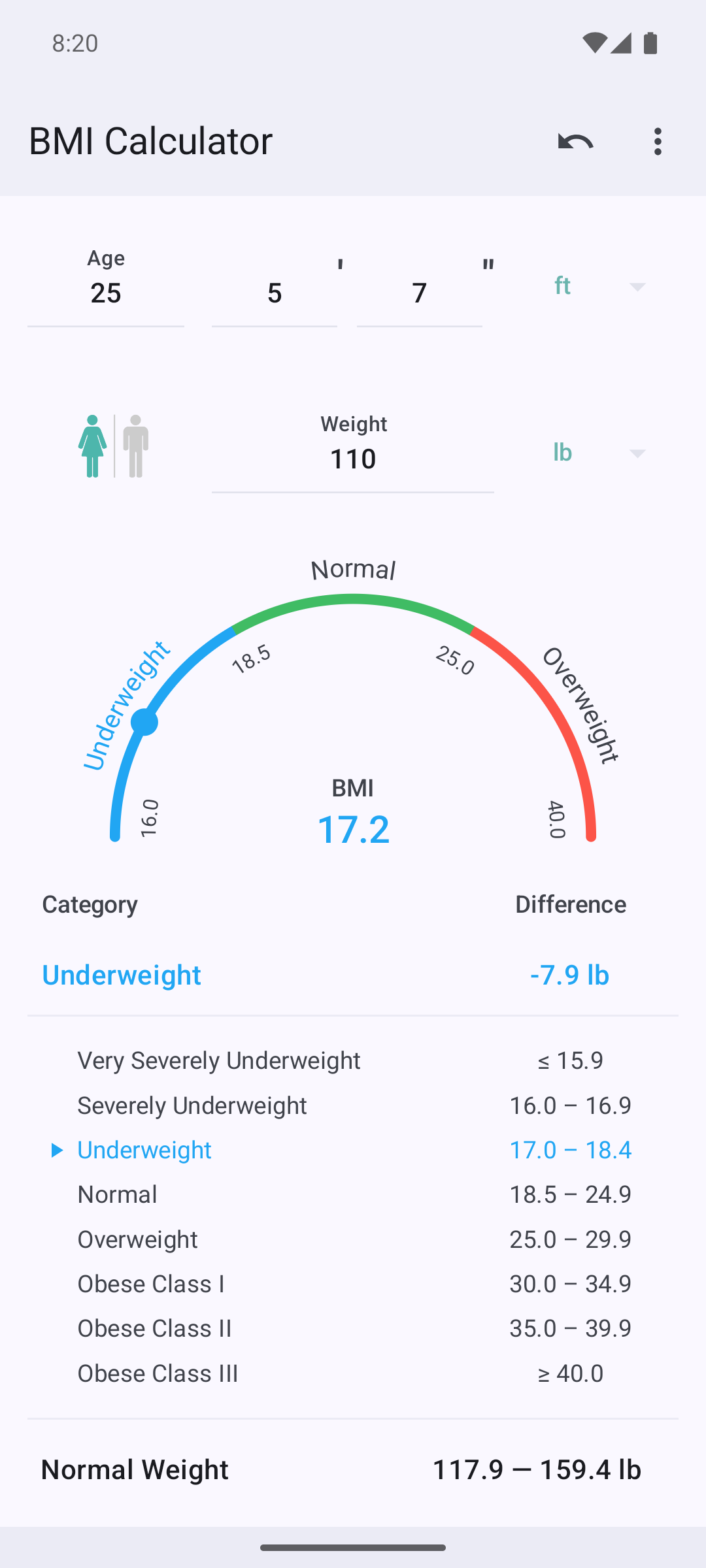 اسکرین شات 3 برنامه BMI Calculator
