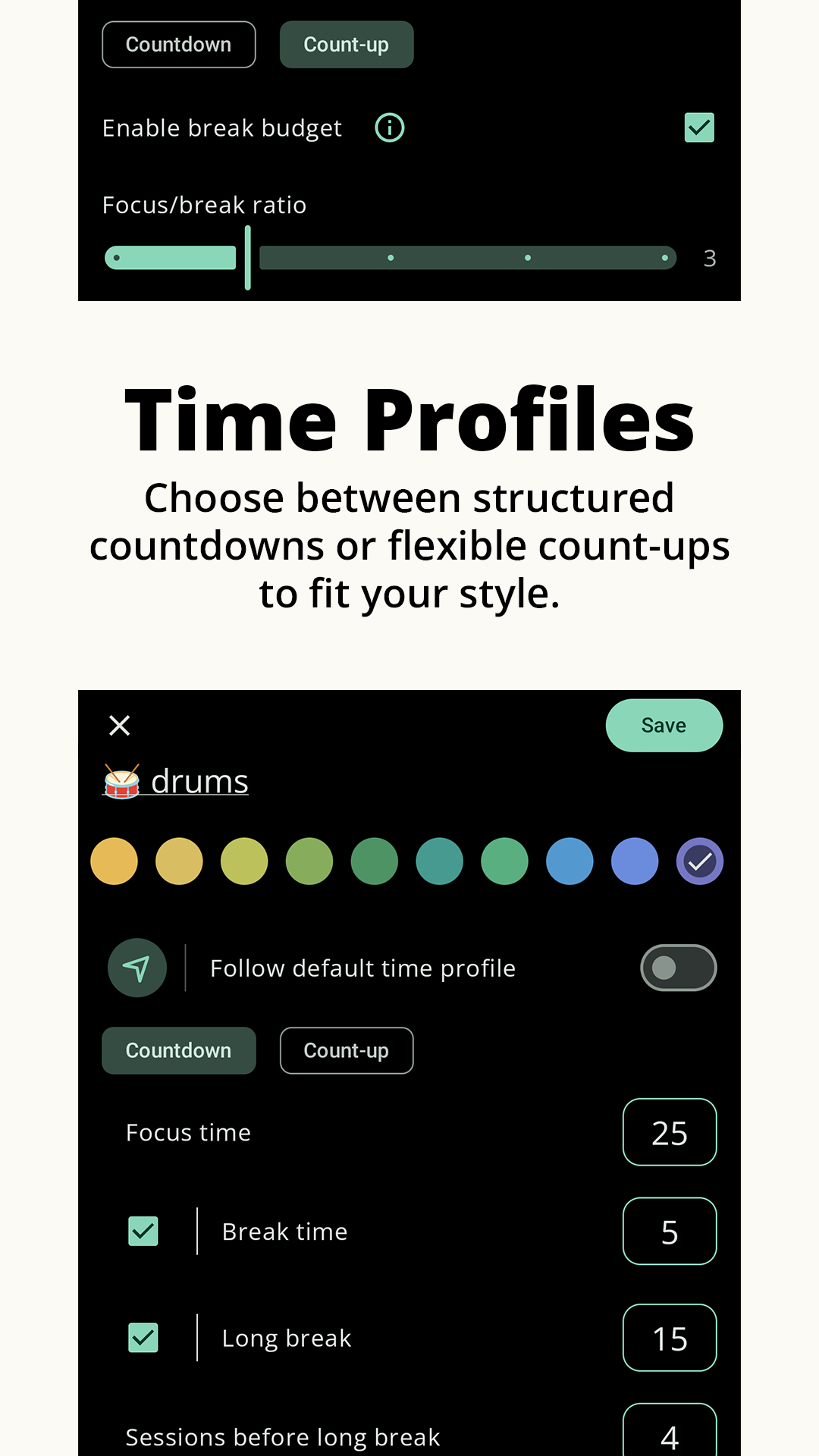 اسکرین شات 3 برنامه Goodtime Pomodoro Timer & Flow